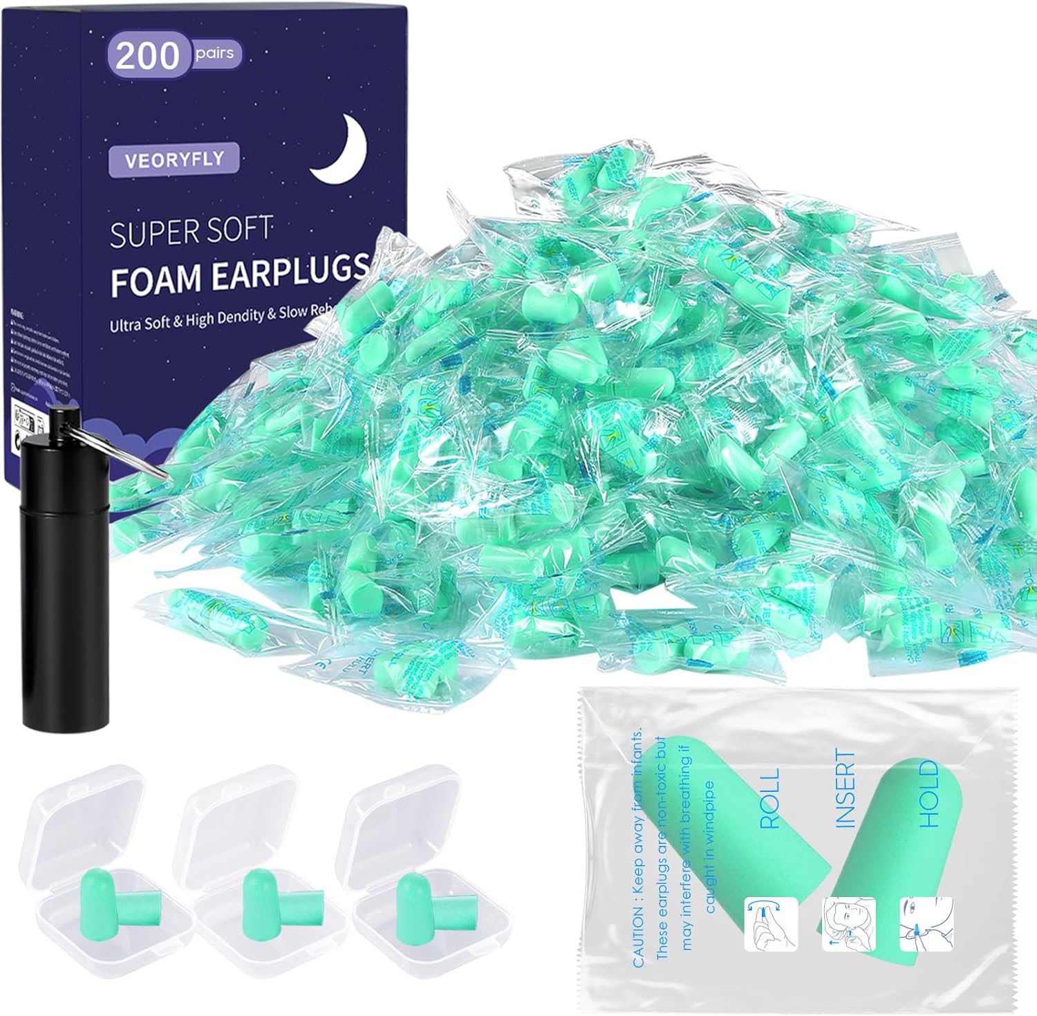 200 Paia Tappi Orecchie Dormire 29-38 dB