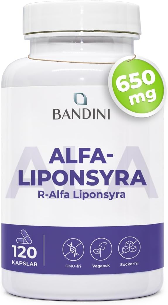 Detalle de BANDINI ALA alfa-liponsyra 650 mg, 120 vegetariska kapslar