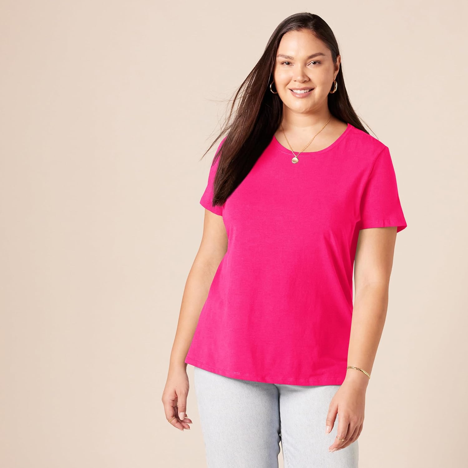 Thumbnail 5 de Amazon Essentials Damen Kurzarm-T-Shirt Regular-Fit – Rundhals/V-Ausschnitt, Multi-Pack