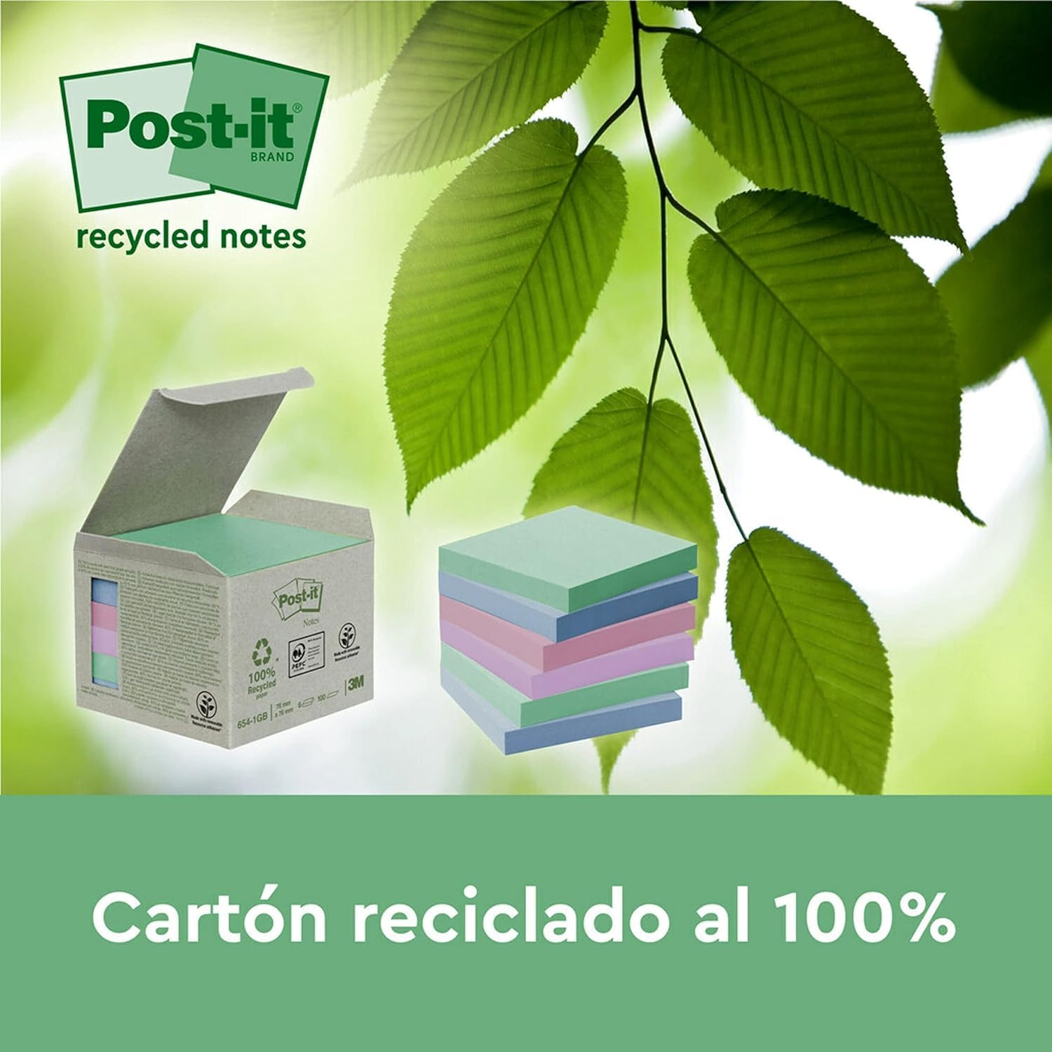 Thumbnail 5 de Post-it Super Sticky Notas Recicladas 12 blocs 70 hojas