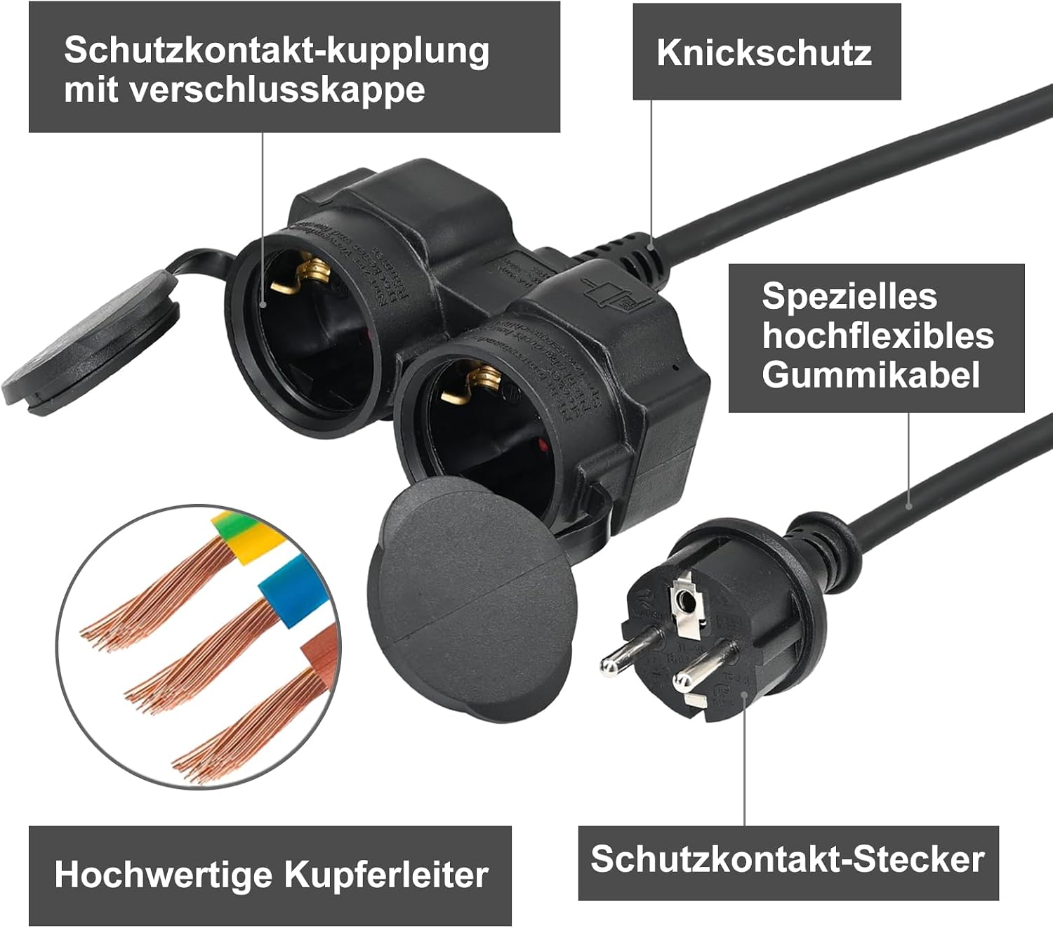 Detalle de XUANSHI Outdoor Verlängerungskabel 15 m