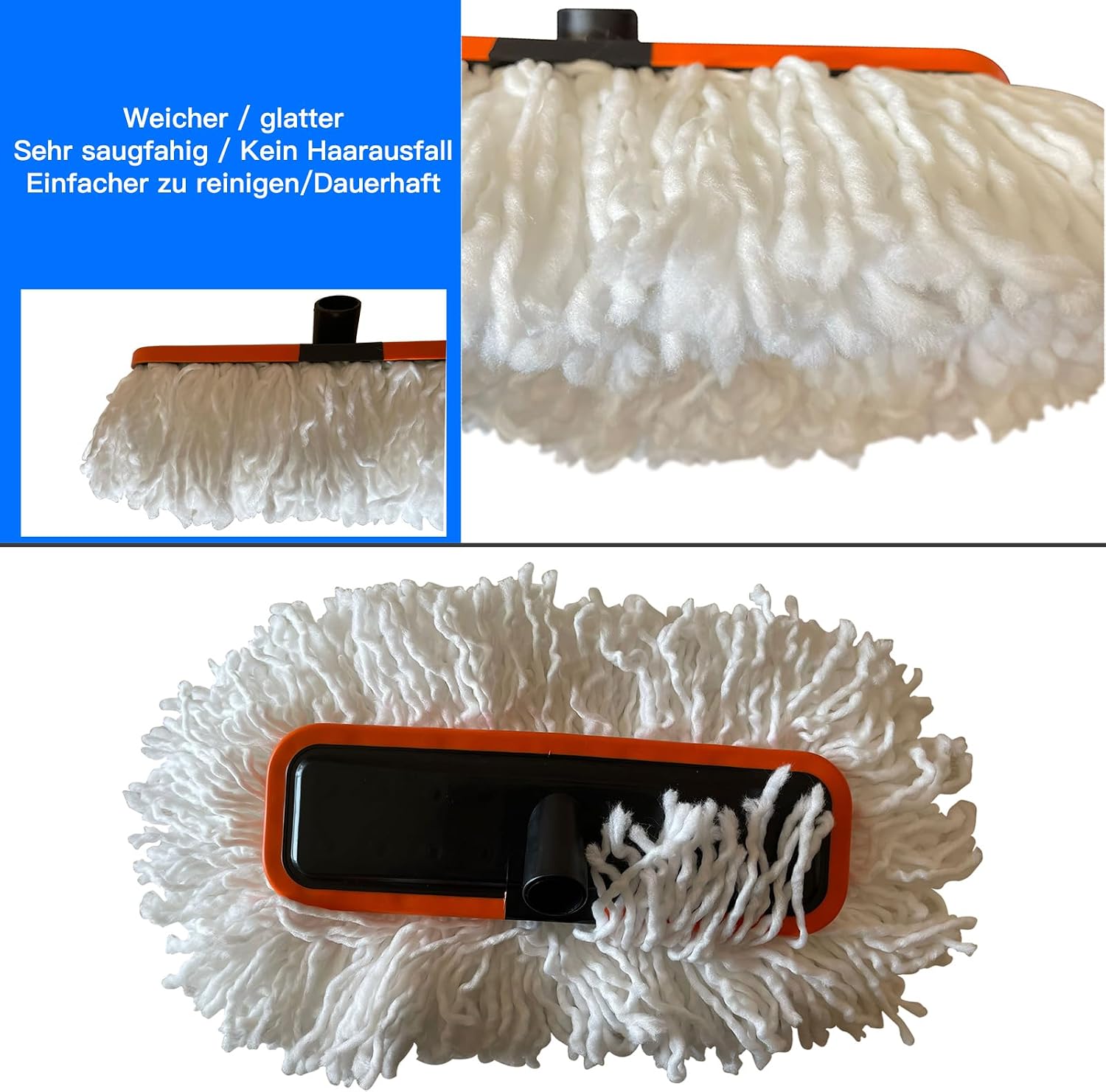 Detalle de BMDHA Autowaschbürste mit langem Griff – teleskopisch 98–155 cm, weicher Plüsch, Edelstahlbürste