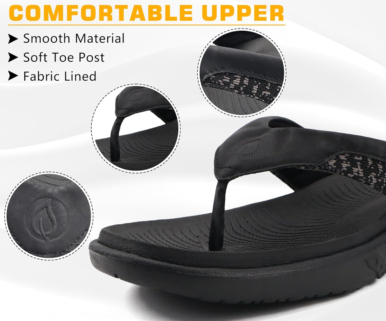 Thumbnail 3 de ONCAI Tongs pour Hommes - Sandales d'Été à soutien de voûte plantaire, cuir et semelle antidérapante (Taille 40-47)