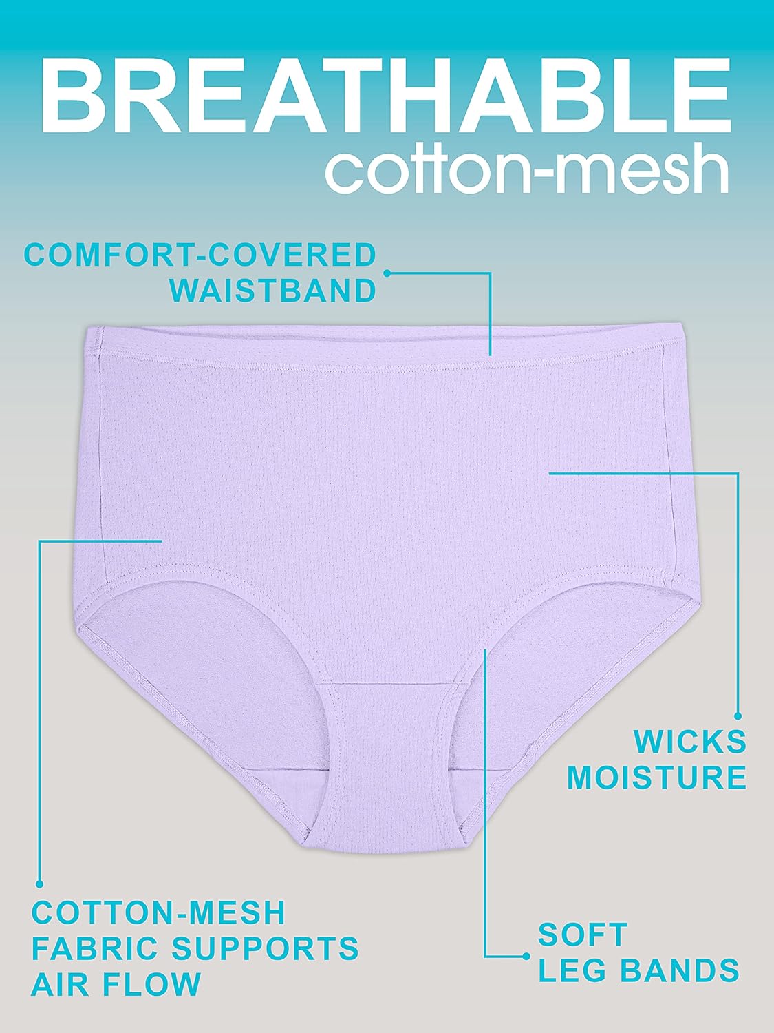 Thumbnail 5 de Fruit of the Loom Women’s Breathable Underwear (Plus Size) – Moisture-Wicking, Tag-Free Comfort