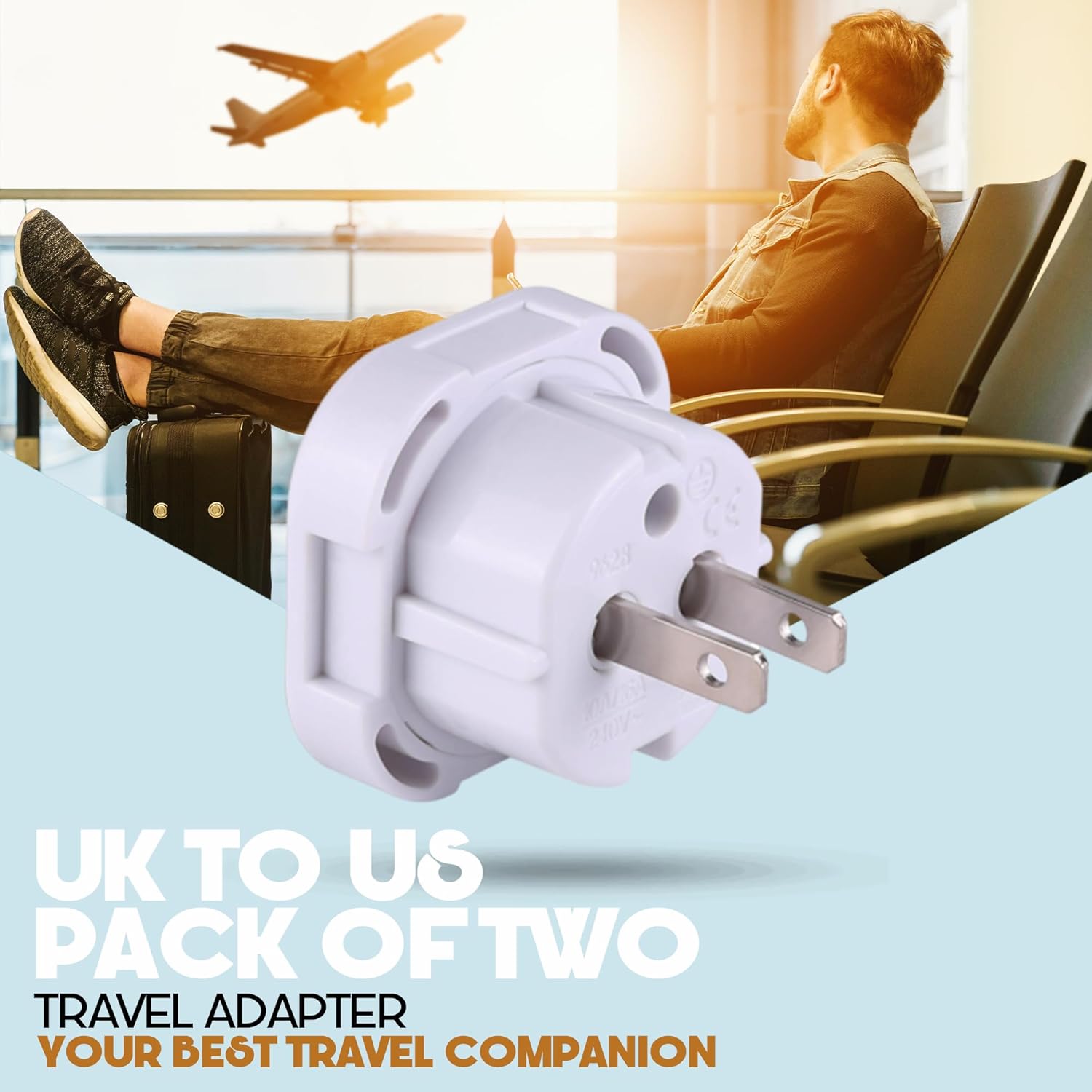 Thumbnail 1 de DAPTER's 2 Pack UK to US Plug Adaptor (Type G to A & B)