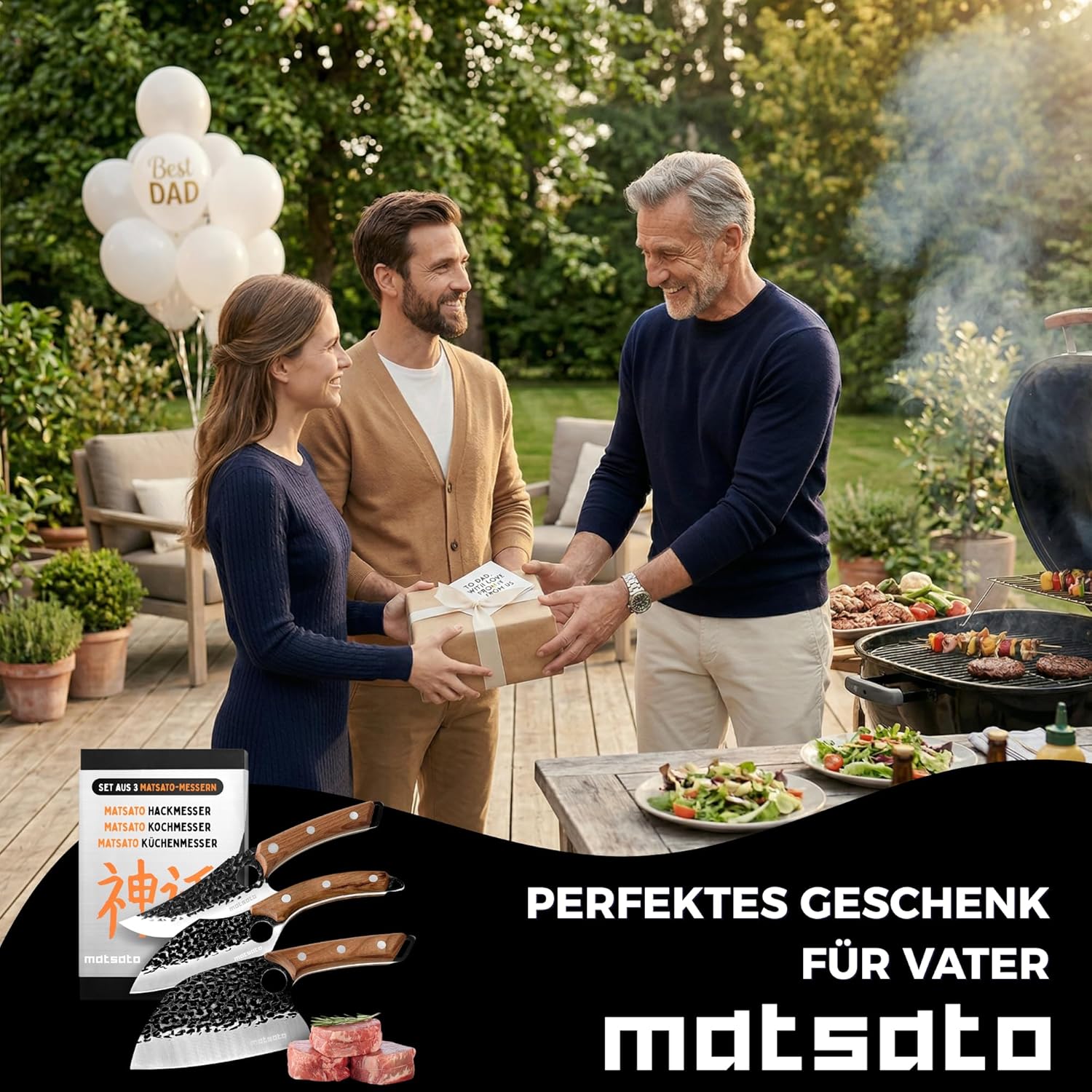 Thumbnail 1 de Matsato Messerset 3-teilig – scharfe Küchenmesser für Fleisch, Fisch & Gemüse