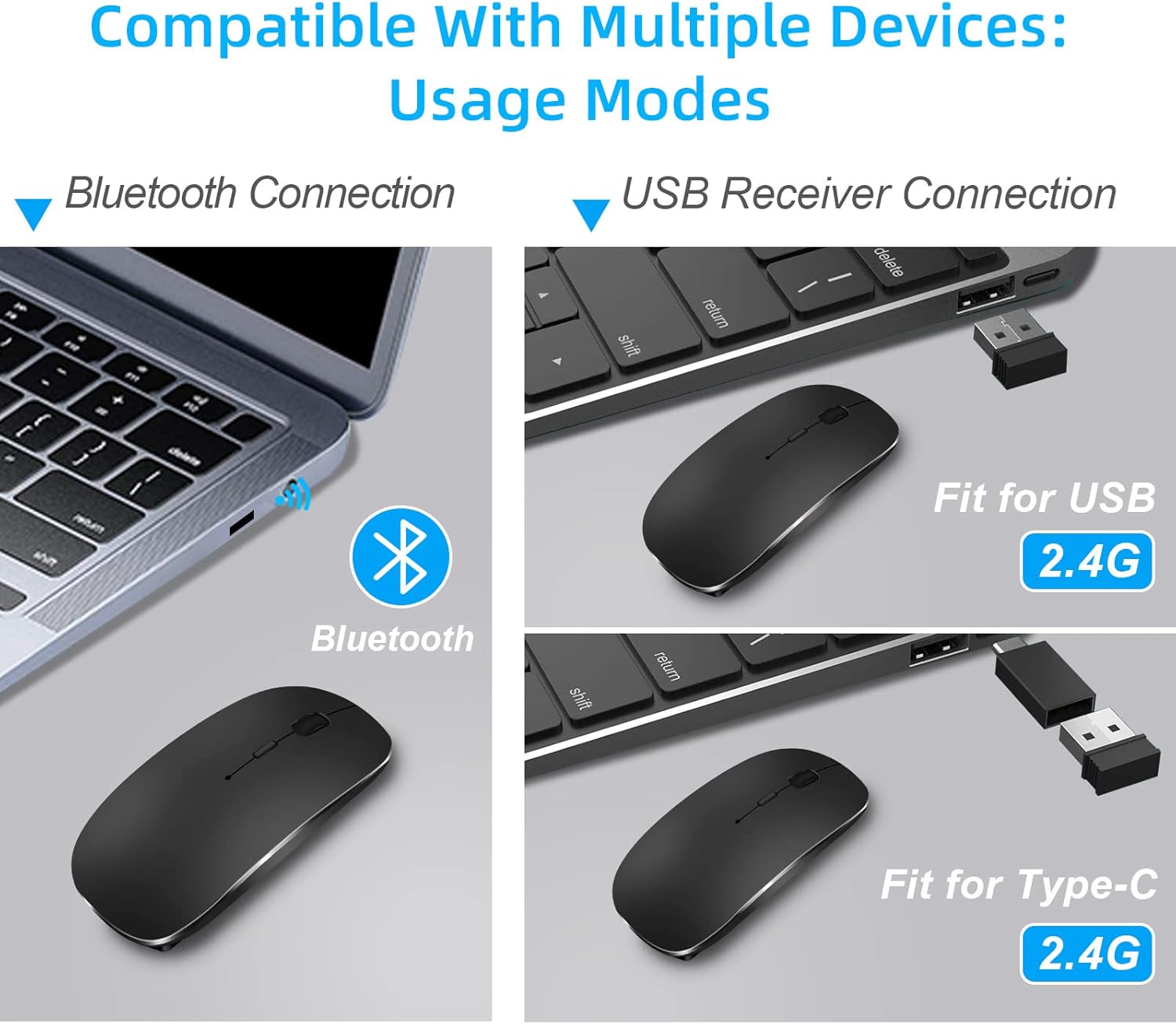 Thumbnail 3 de LEAPEST Wireless Bluetooth Mouse 2.4 GHz 🖱