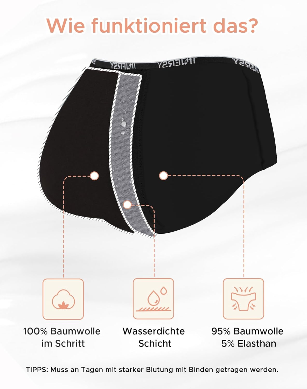 Thumbnail 1 de INNERSY Menstruationsunterwäsche Mädchen Baumwolle – 3er Pack