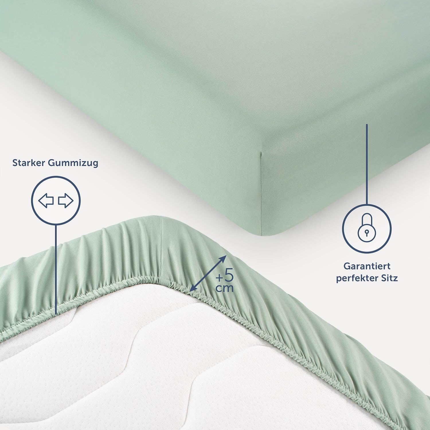 Thumbnail 2 de Blumtal Mikrofaserstecker Sommergrün – Spannbettlaken für Matratzenhöhe bis 25 cm