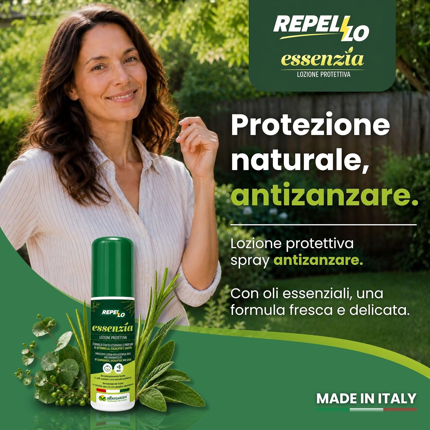 Detalle de Albagarden Lozione Antizanzare con Oli Essenziali — Adatta a Bambini dai 6 mesi e Pelli Sensibili