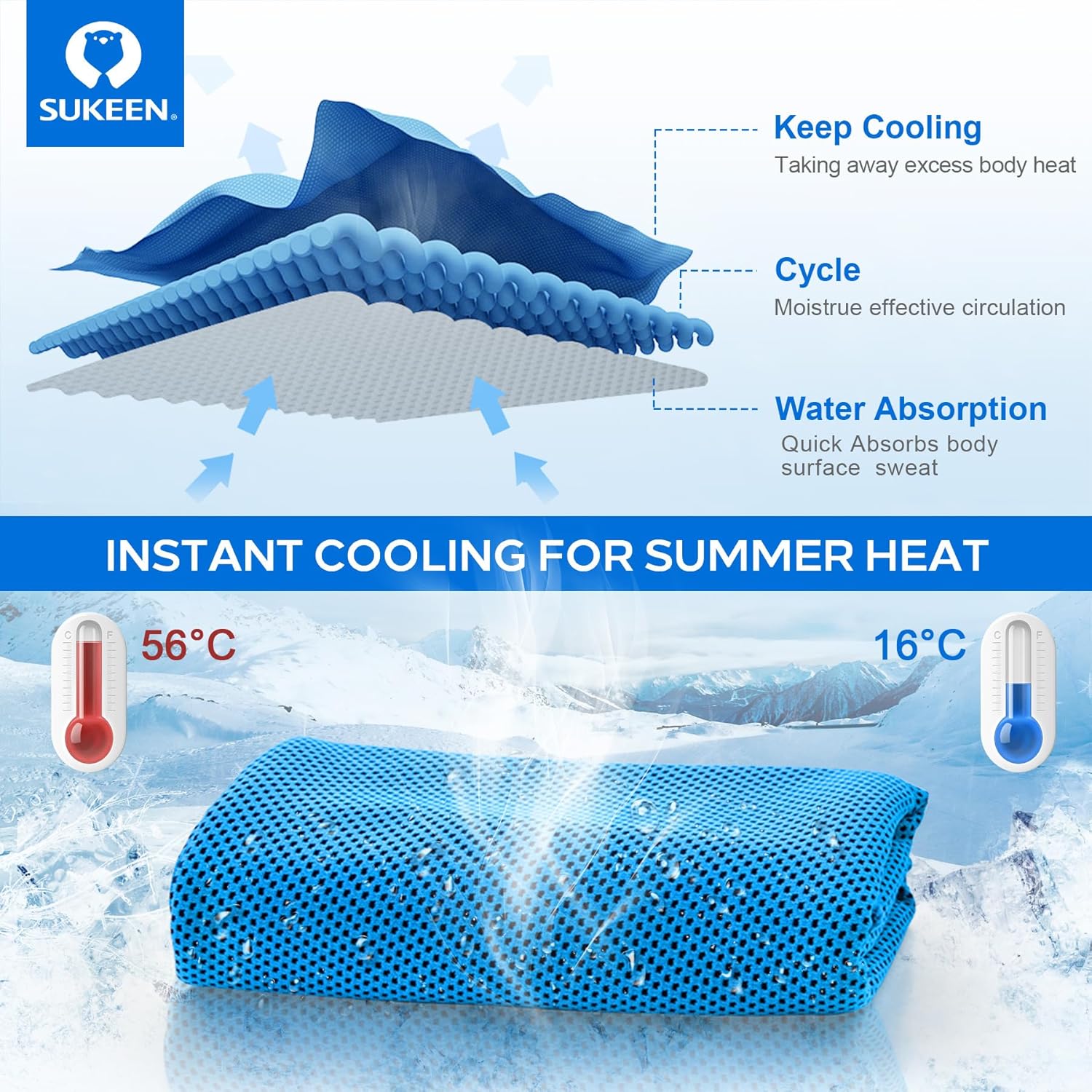 Thumbnail 4 de Sukeen Cooling Towels 4 Pack, 40x12 in