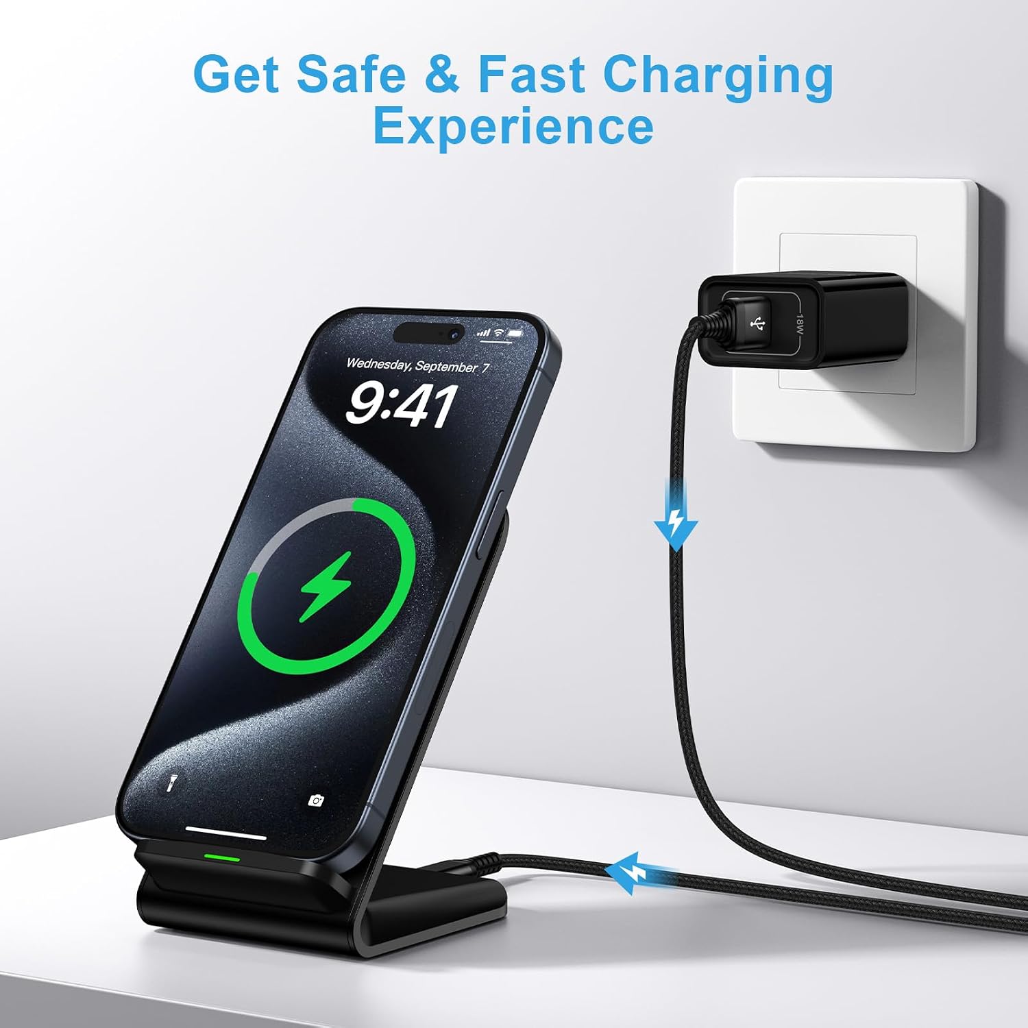 Detalle 2 de Cebkit 15W Wireless Charging Stand for Samsung Galaxy, USB-C