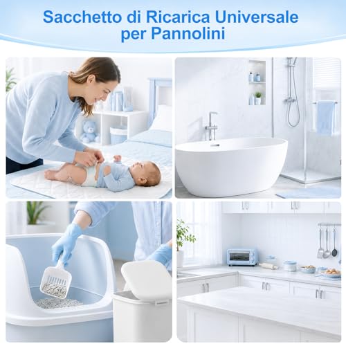 Thumbnail 5 de Cubtem 15 pezzi Sacchetti Ricambio per Secchi Pannolini, 4,5 m / 26 cm - Addensata, 7 strati anti-odore