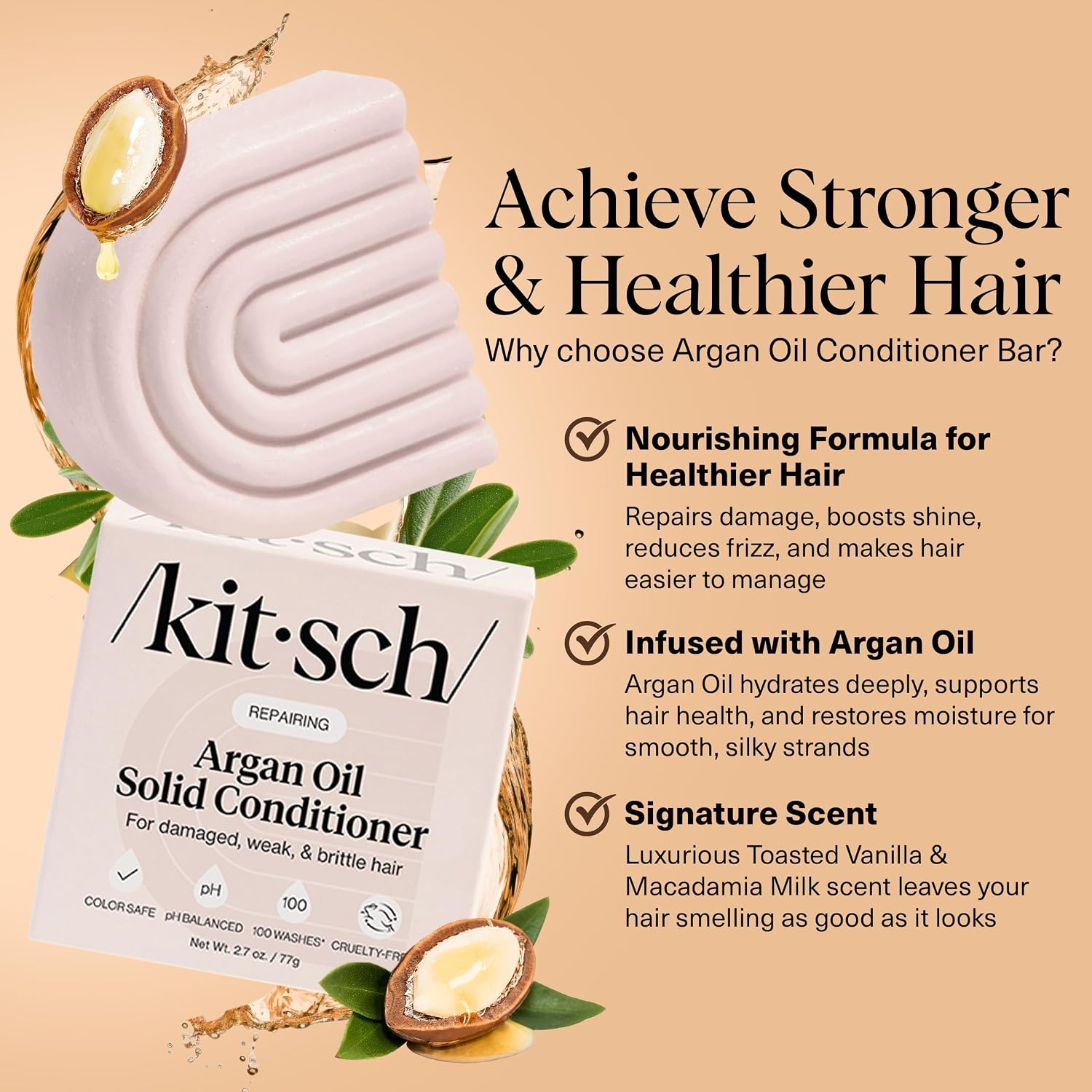 Detalle 2 de Kitsch Argan Oil Conditioner Bar, 2.7 oz, Silicone-, Sulfate- and Paraben-Free