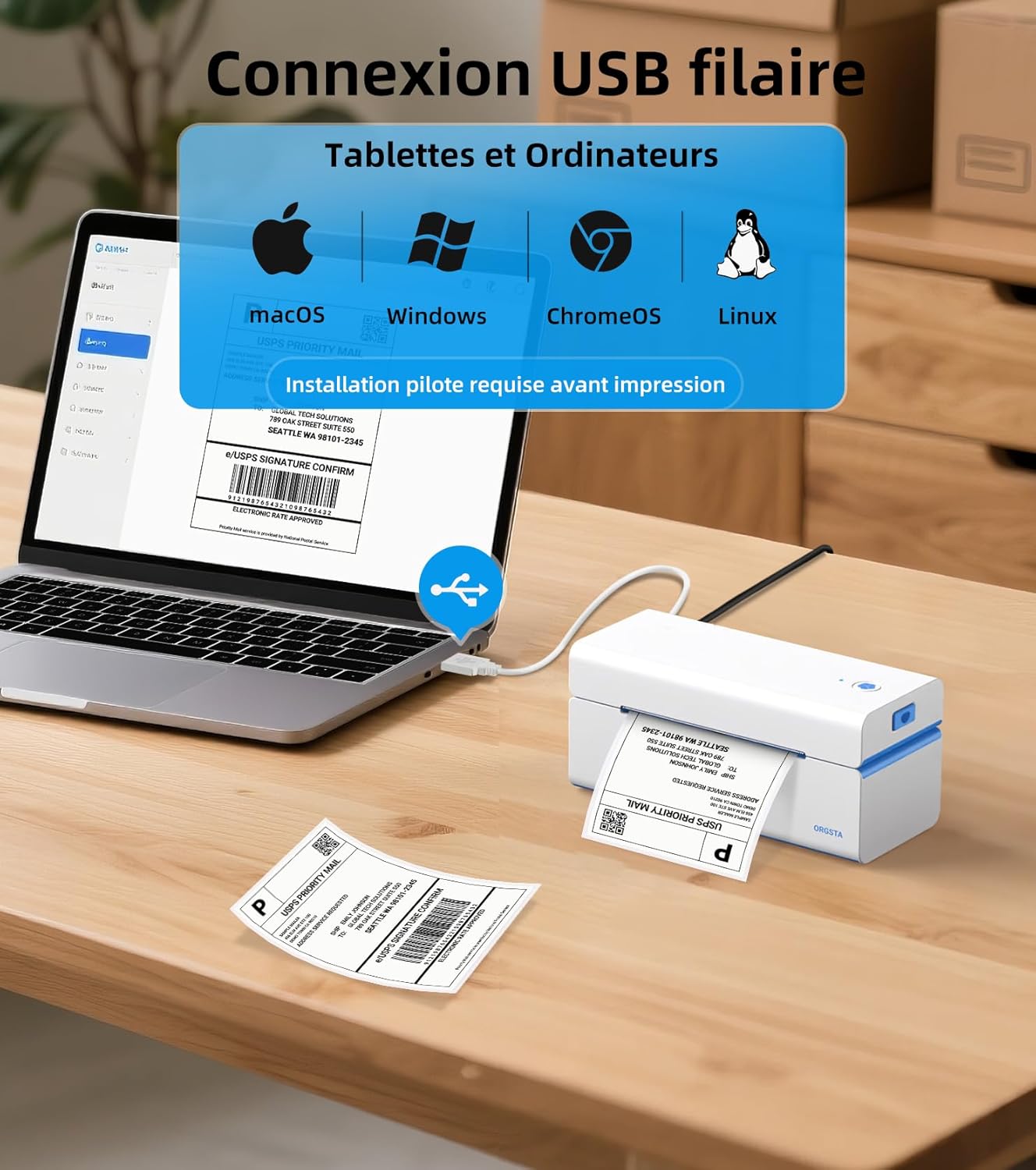 Thumbnail 1 de ORGSTA T001 Imprimante d'étiquettes 110 mm 🖨️