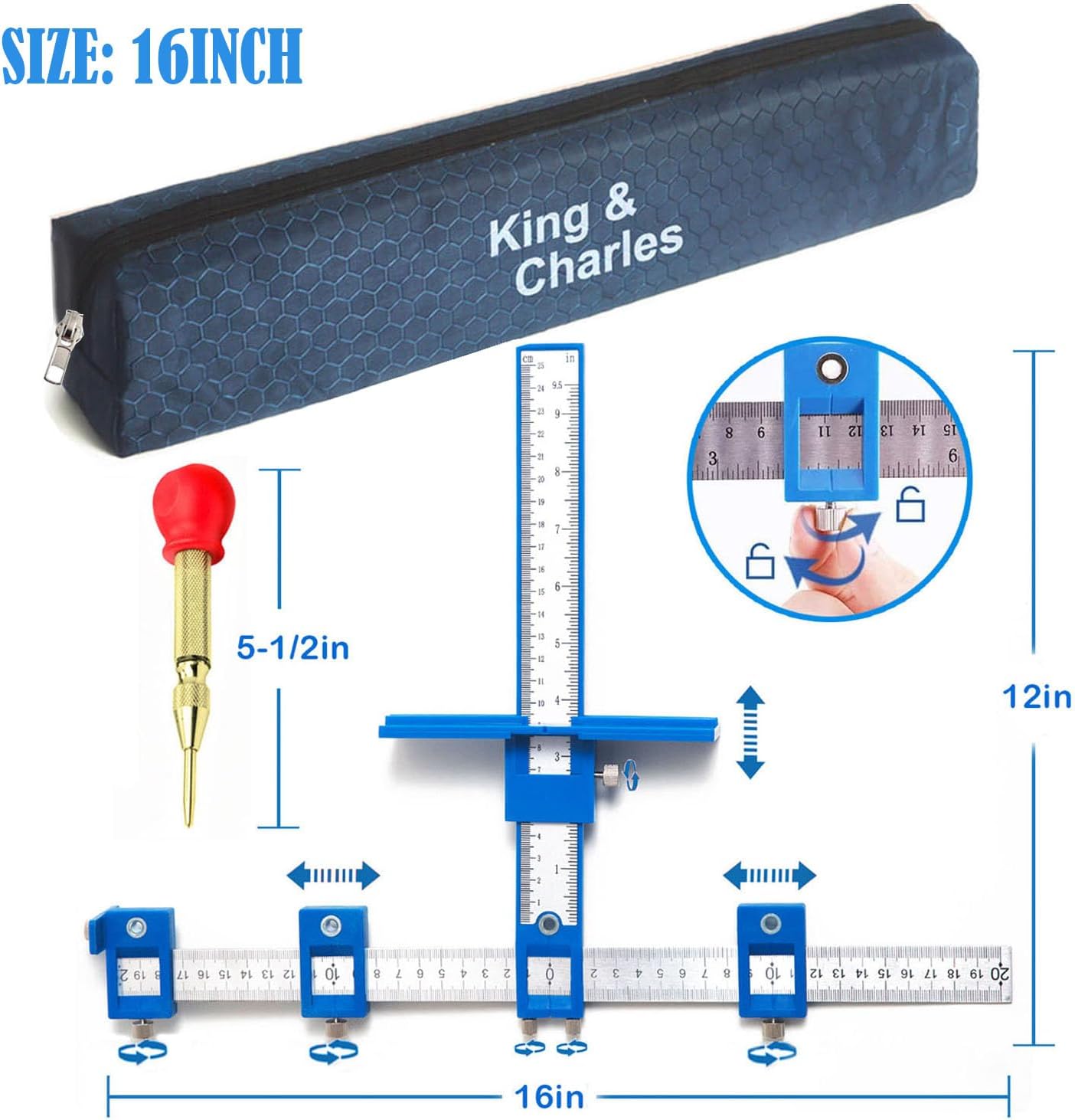 Detalle de King&Charles Cabinet Hardware Jig, 16-Inch