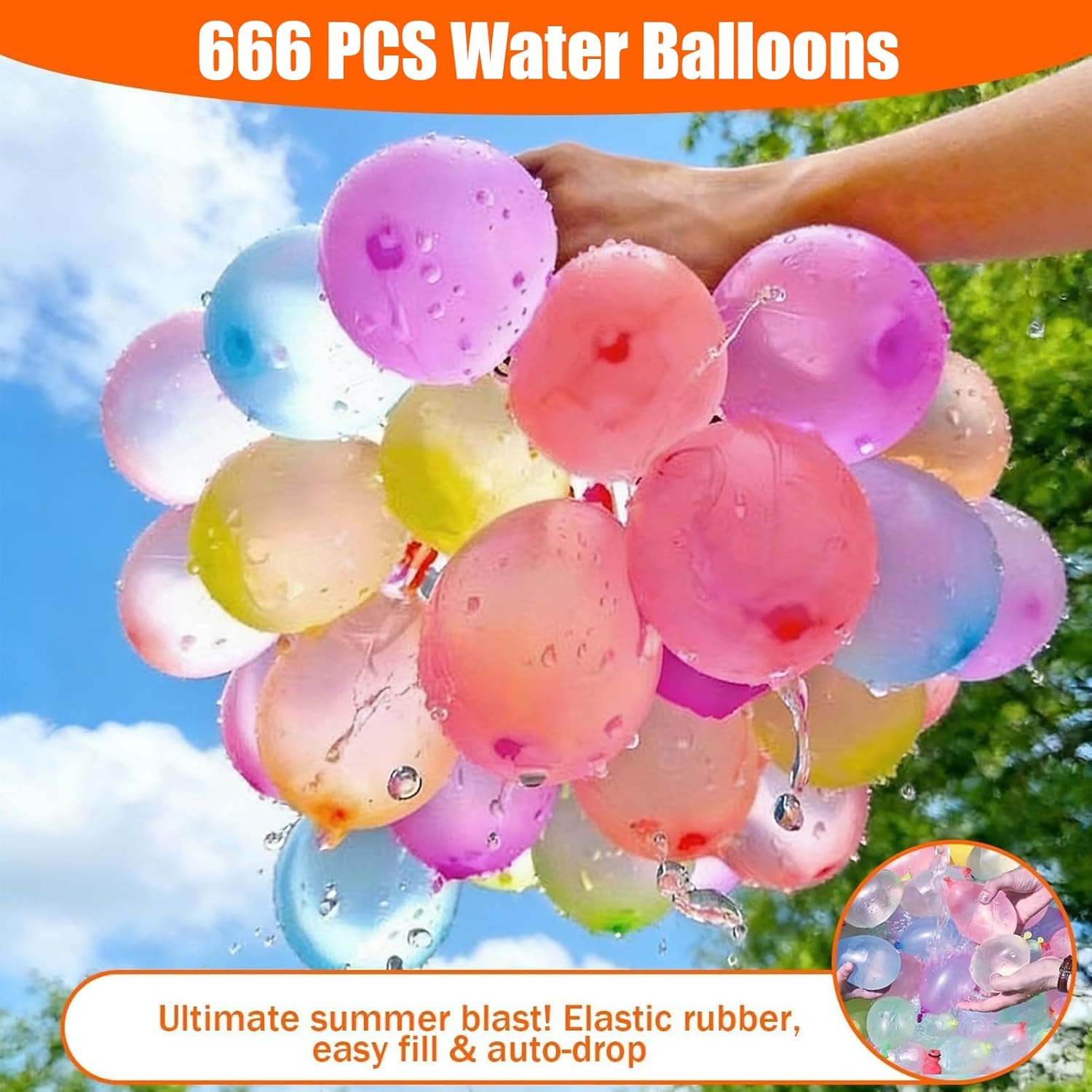 Detalle de WENXUKHV 666 PCS Water Balloons – Easy Fill Self-Sealing, 10‑Second Rapid-Fill