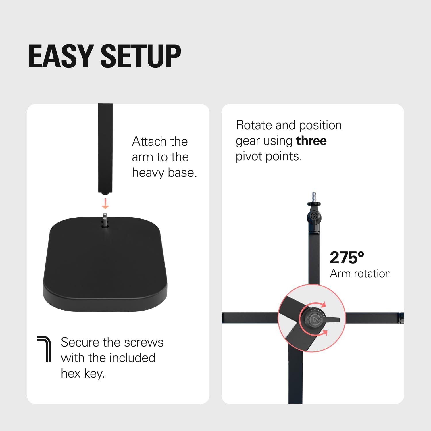 Detalle de elgato Wave Desk Stand Adjustable Microphone Stand, Metal, Black, 1 kg Capacity