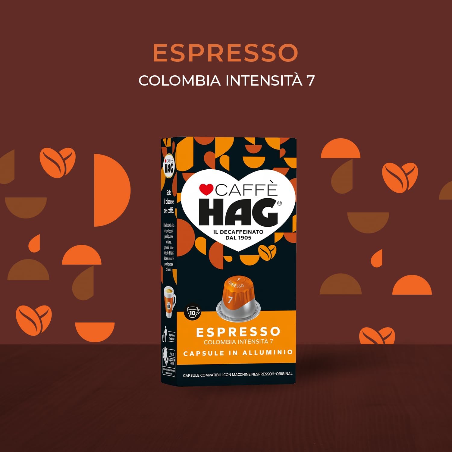 Detalle de Hag Capsule Caffè Decaffeinato Espresso Colombia – 100 capsule compatibili Nespresso original