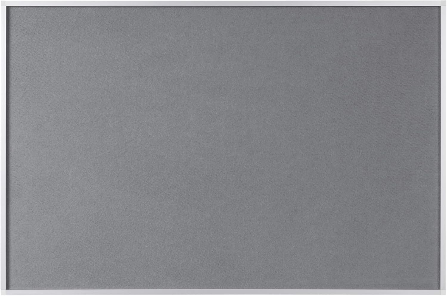 Detalle de Bi-Office Pannello in Feltro New Generation: Bacheca grigia con cornice in alluminio e vassoio portapenne scorrevole (120 x 90 cm)