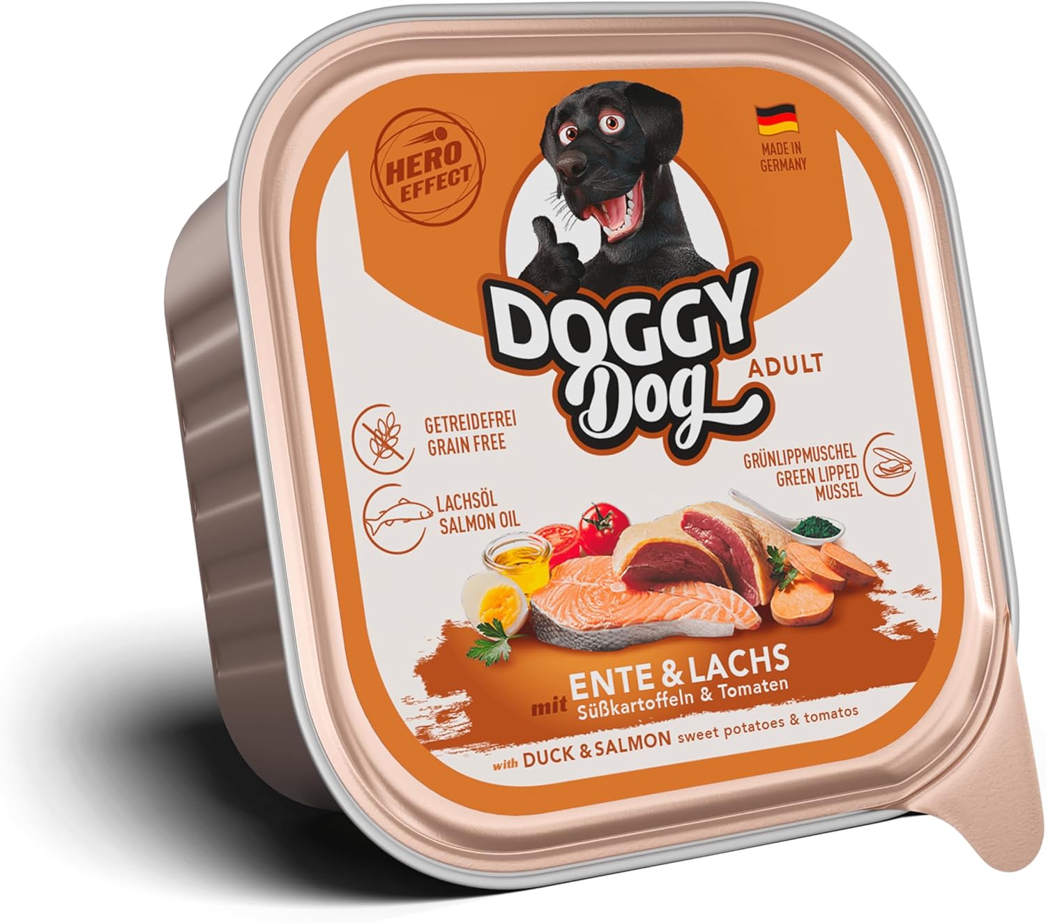 Detalle de DOGGY Dog Paté Wildschwein & Geflügelherzen – nassfutter für Hunde, getreidefrei, 10 x 150 g