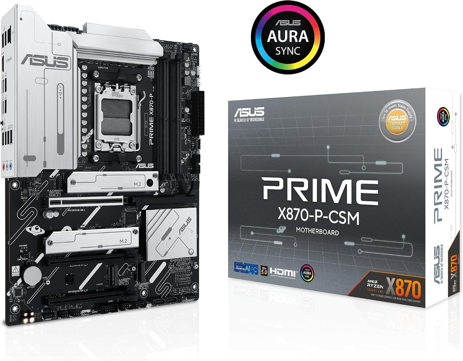 Detalle 2 de ASUS PRIME X870-P-CSM AMD Ryzen 9000/8000/7000対応 ATXマザーボード、DDR5・PCIe 5.0