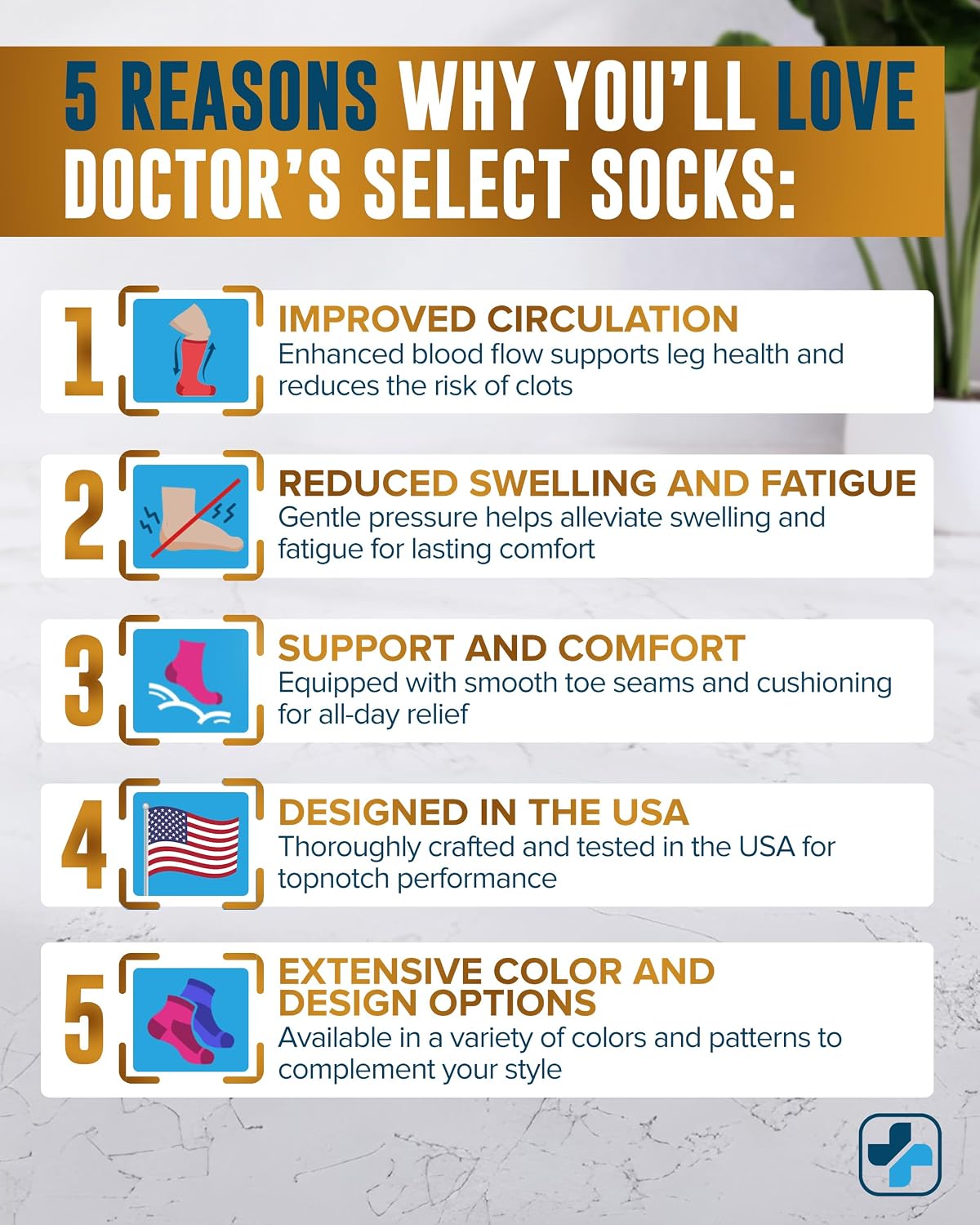 Detalle de Doctor's Select Copper Plus Size Compression Socks Wide Calf (2 Pairs) – 20-30 mmHg, Tan, Extra Wide Calf
