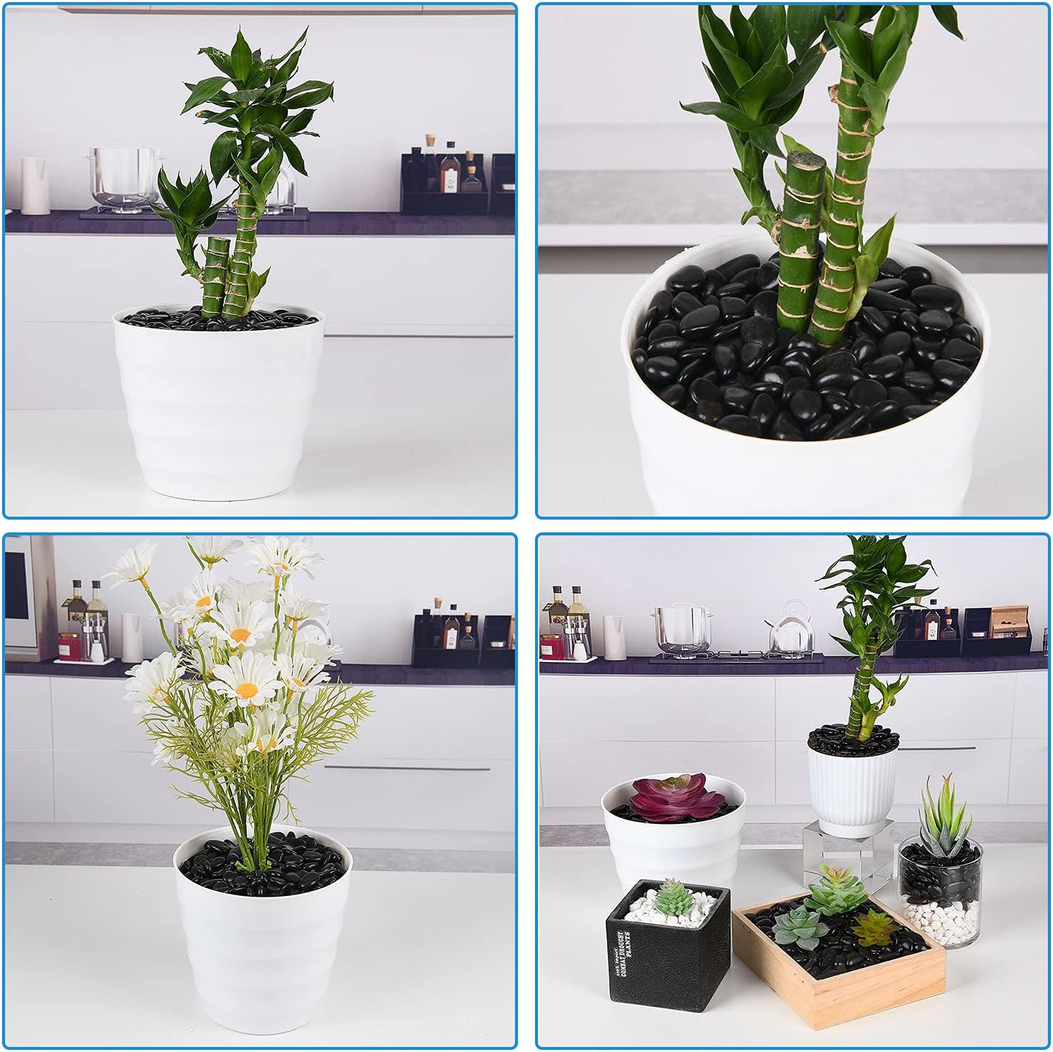 Thumbnail 3 de Hisredsun 2.1lb polished black river pebbles for garden