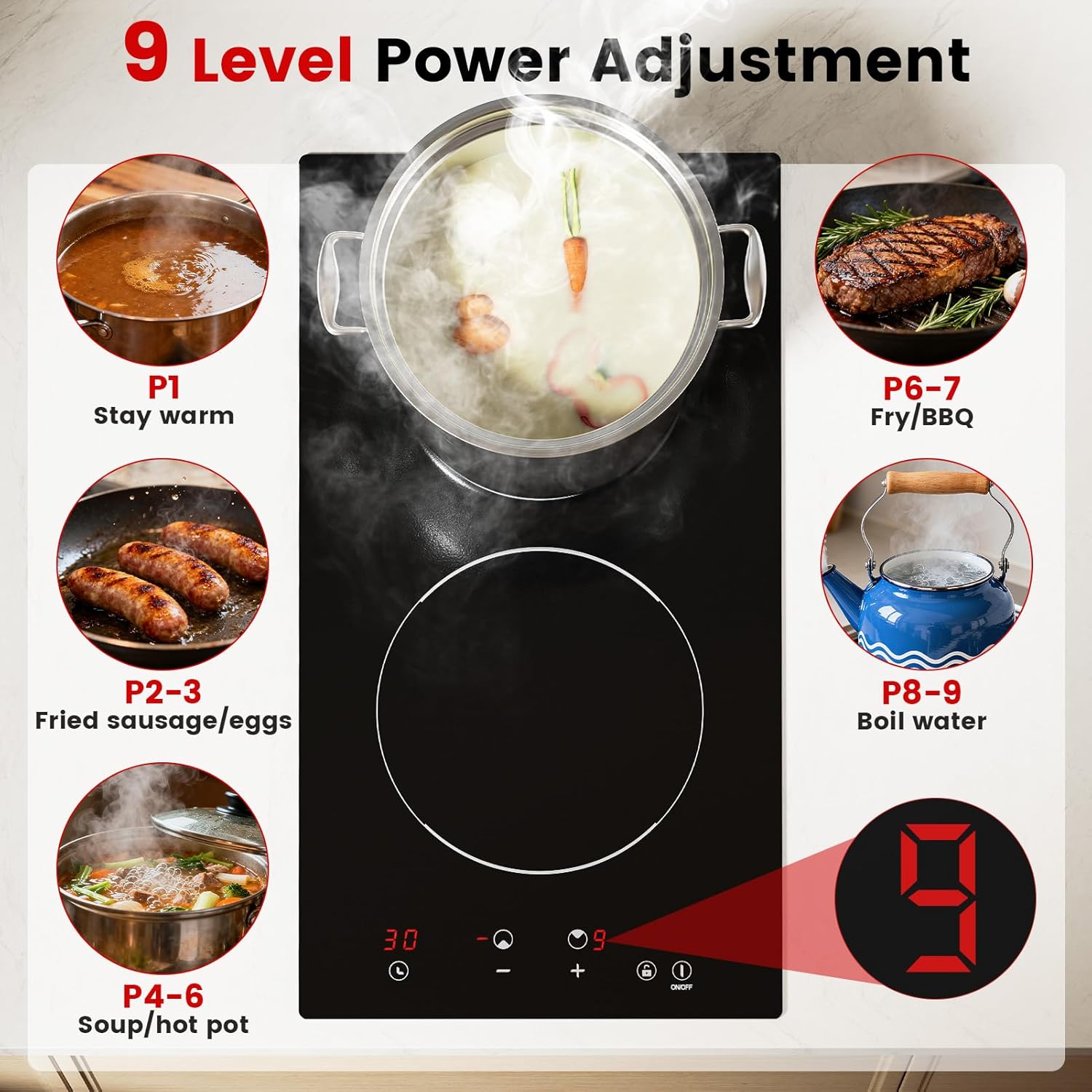 Thumbnail 6 de Plug in Induction Hob - 30cm 2 Ring Built-in Electric Hob (BIH292T)