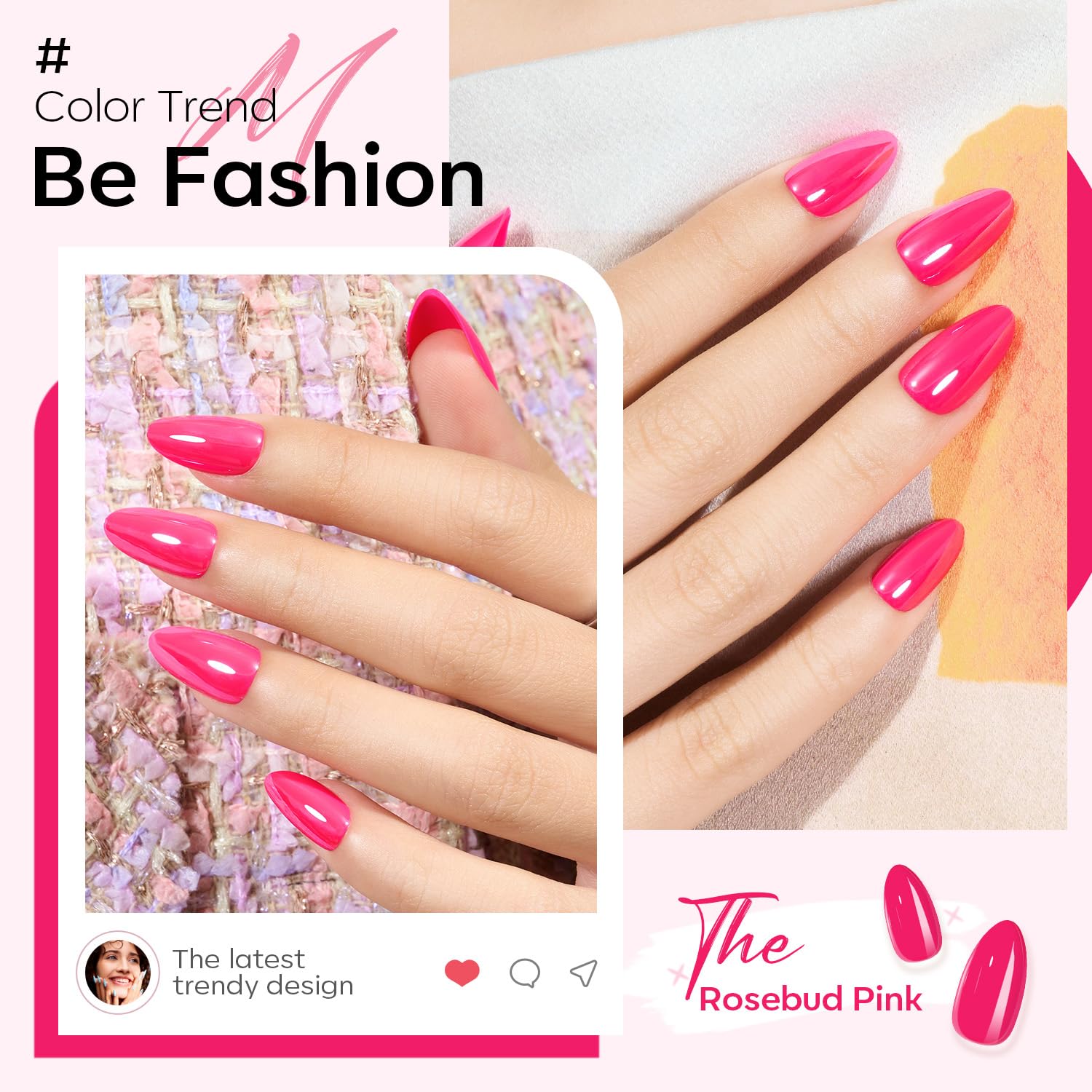Thumbnail 1 de Press on Nails 32 pcs Almond Hot Pink