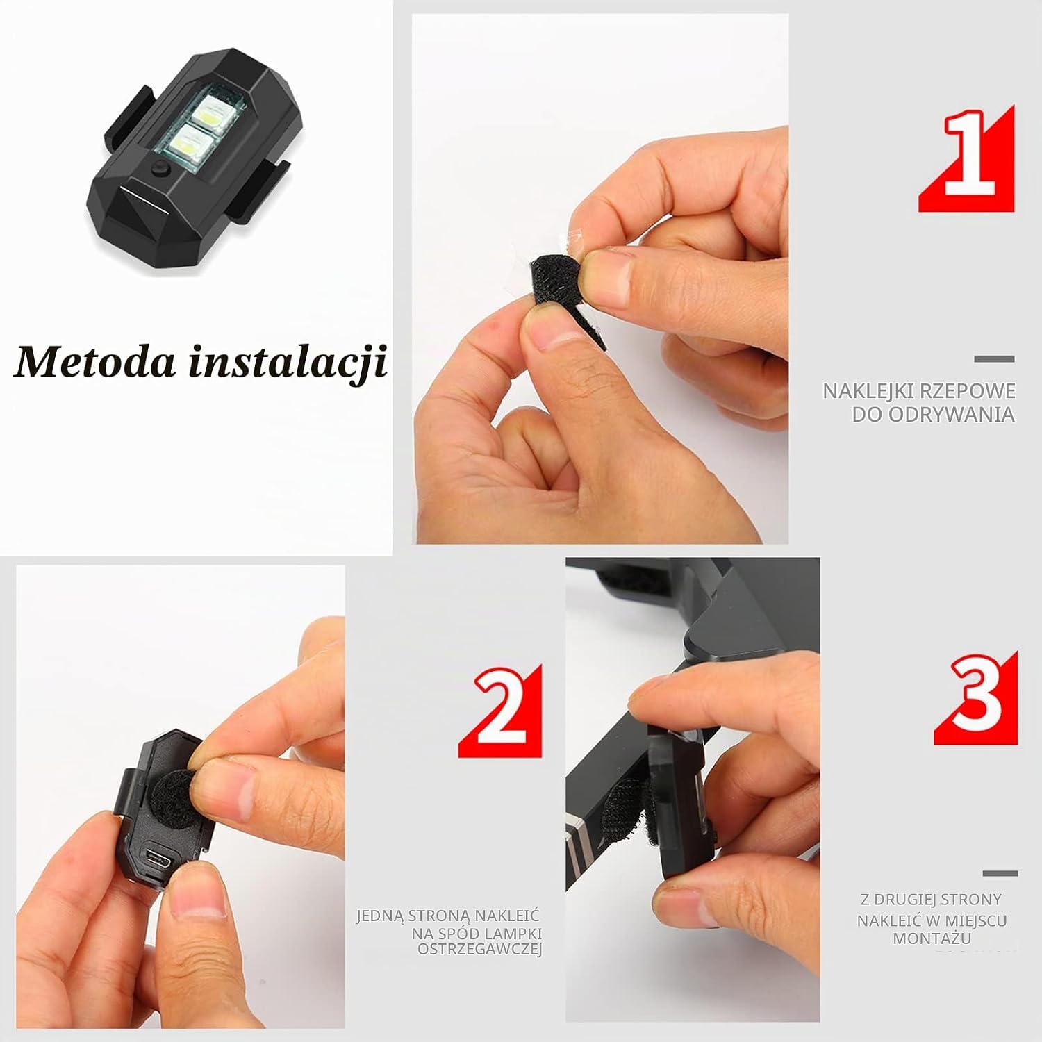 Detalle 1 de Indrnif SY-01151-CX – 4 lampki stroboskopowe LED do drona, 7 kolorów, USB-C