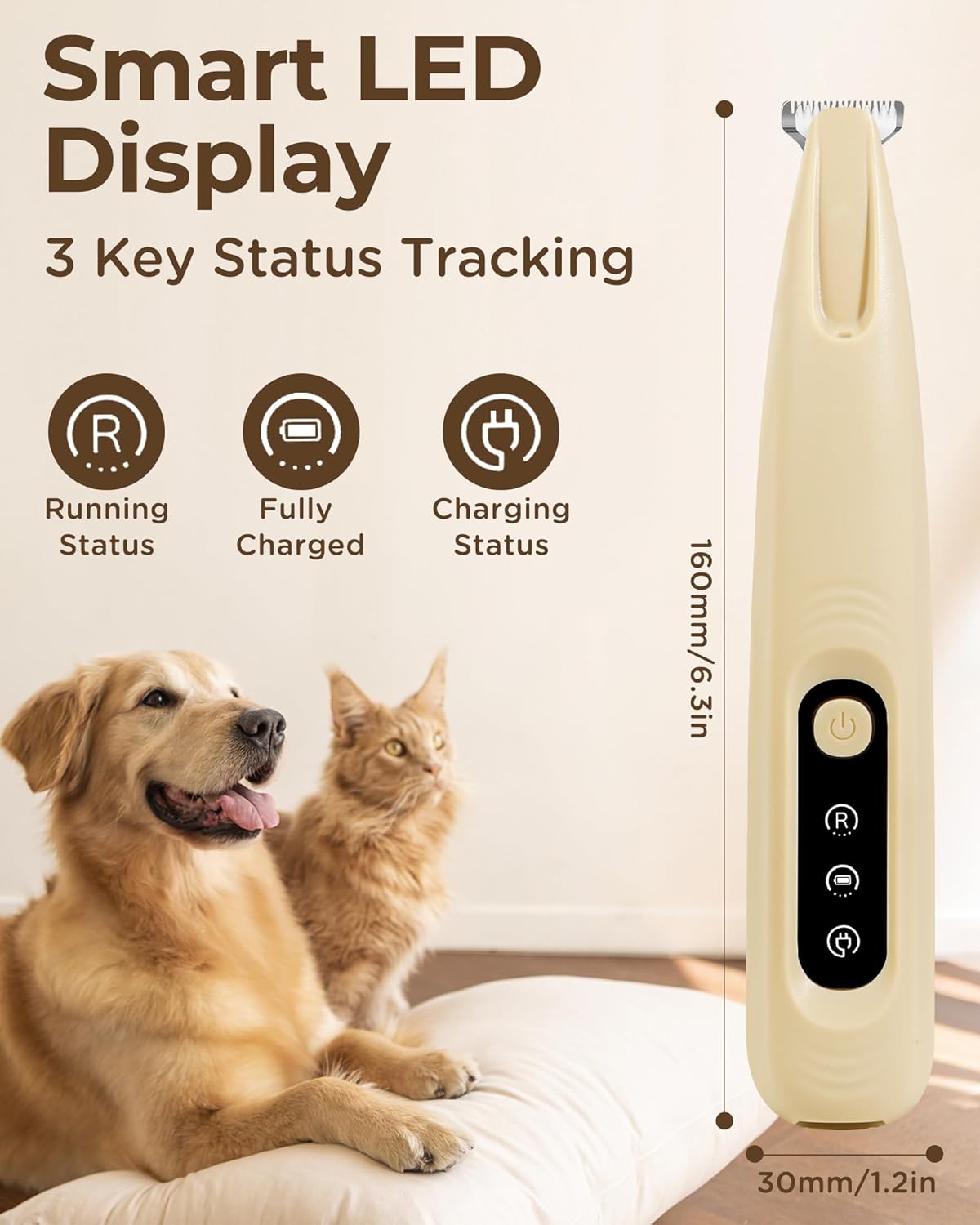 Thumbnail 4 de [Pro Version] FURBONA Dog Paw Trimmer – 18mm Wide Blade, LED Display & 35dB Quiet