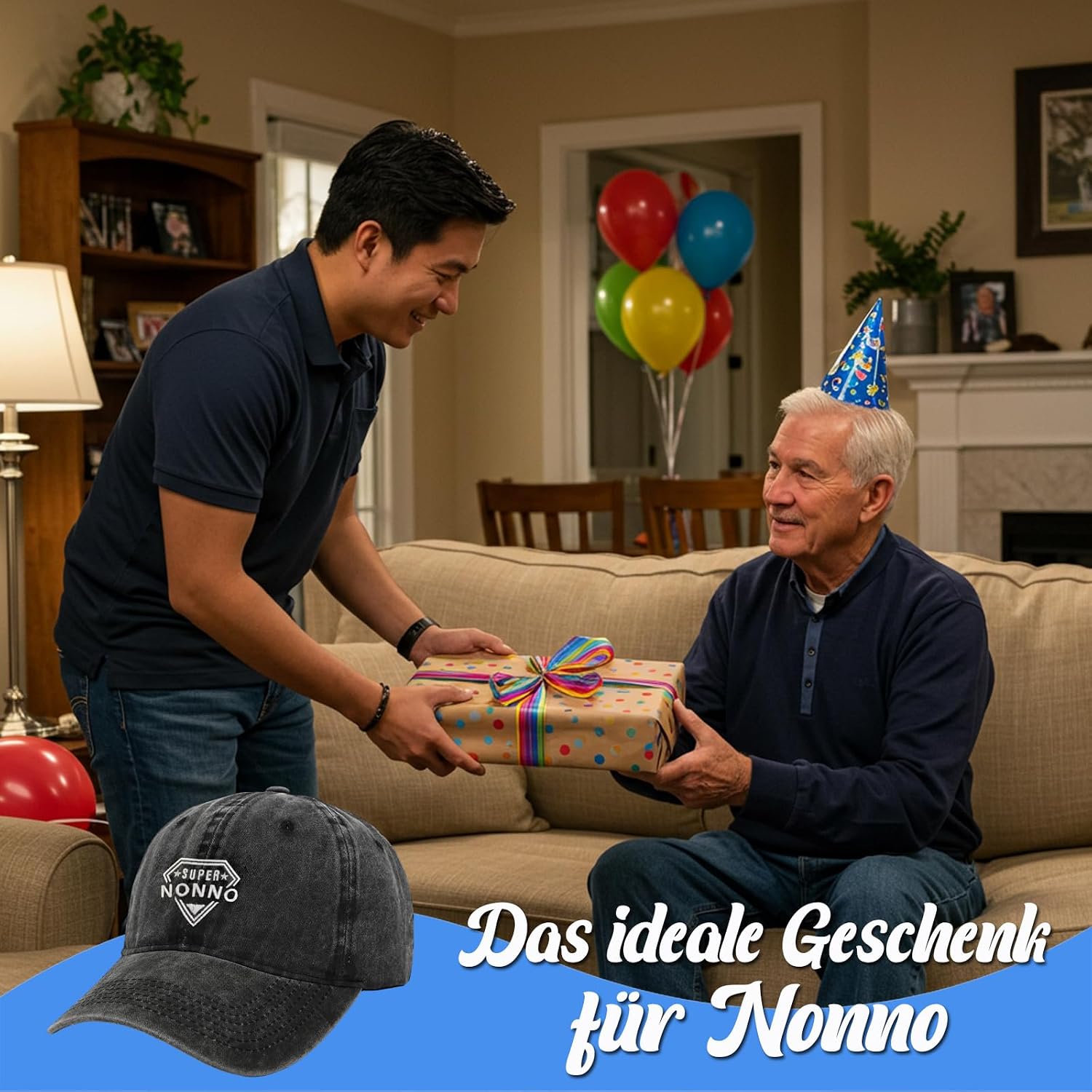Thumbnail 5 de NEONSKY Cappello da sole casual da uomo con ricamo “Super Grandpa” per nonno, papà e festa del papà