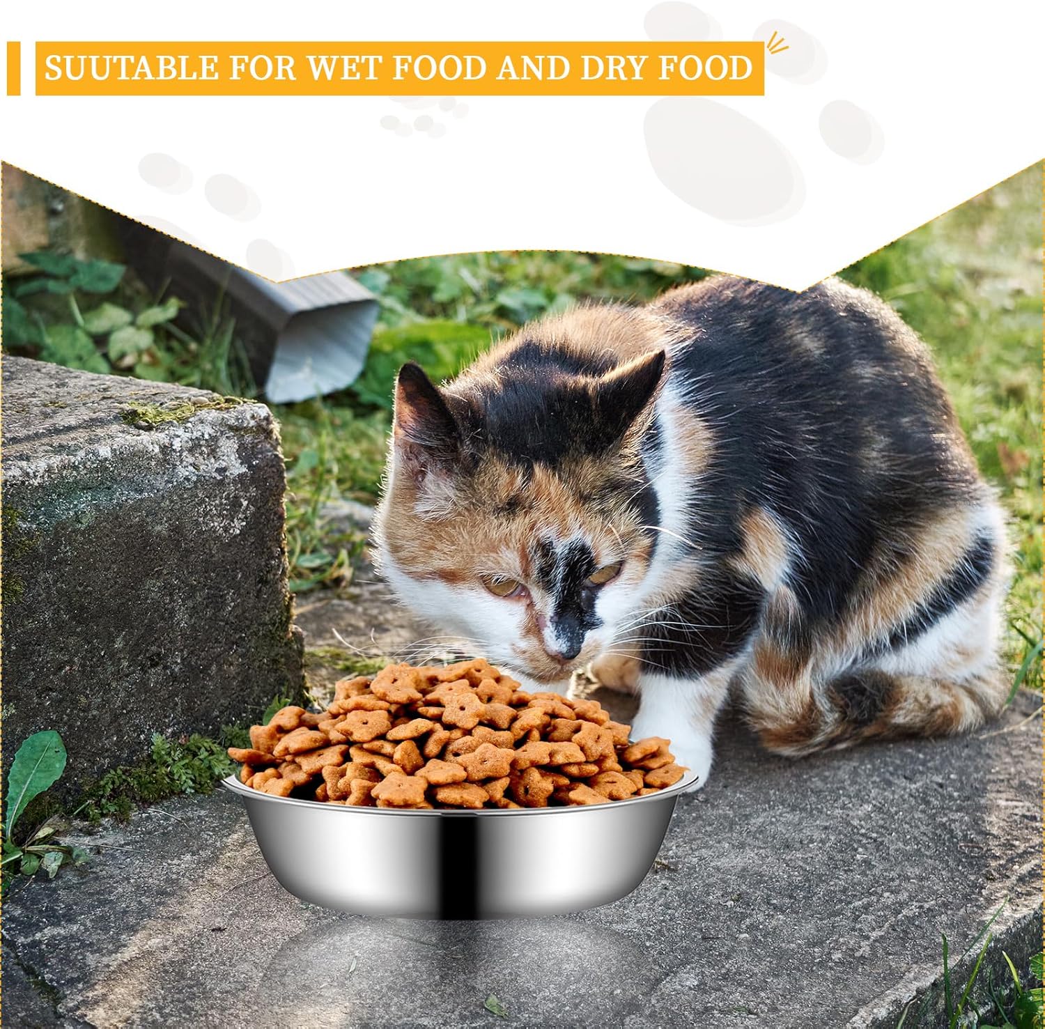 Detalle de LLMSIX 3 Pcs Stainless Steel Cat Food Bowl – Durable, Shallow and Dishwasher Safe