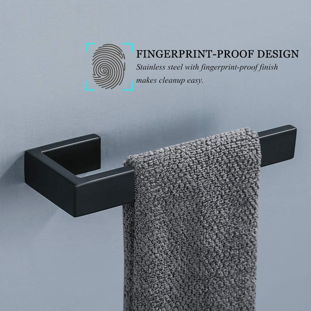 Detalle de TNOMS 4-Piece Towel Bar Set, Matte Black Stainless Steel Bathroom Accessories