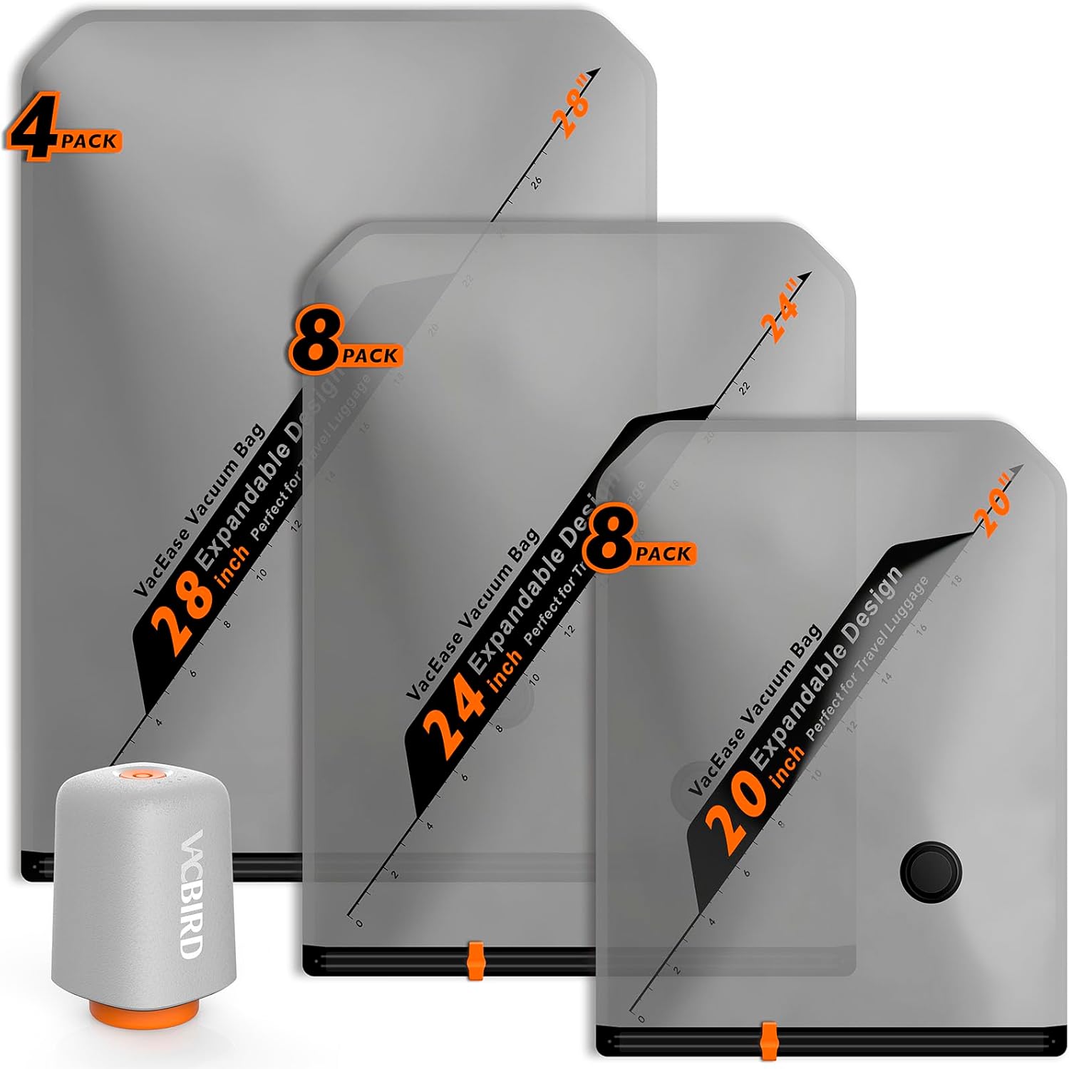 Detalle de Vacbird Rechargeable Wireless Pump 20-Pack Space Bags