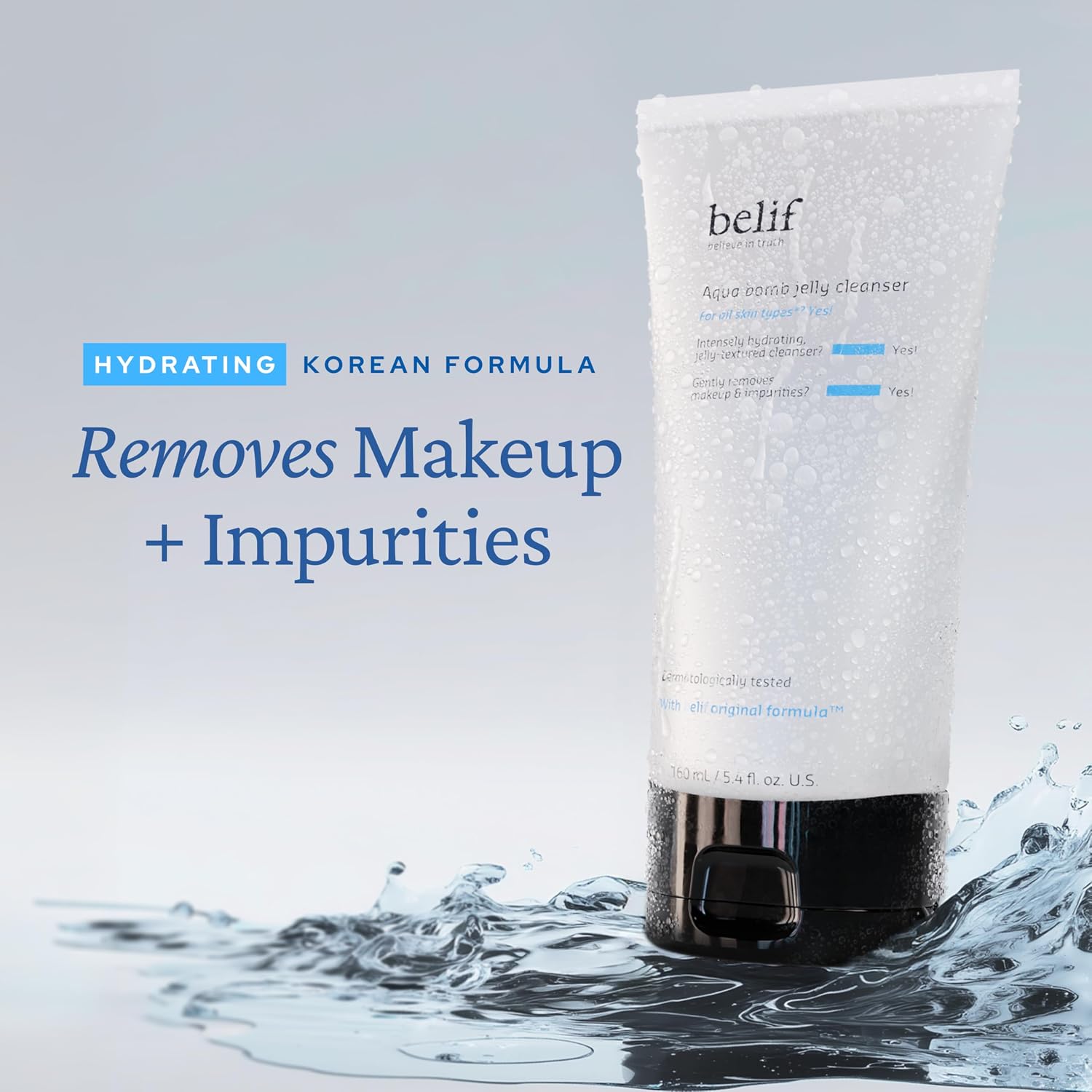 Thumbnail 1 de belif Aqua Bomb Hydrating Jelly Cleanser – nettoyant visage gelée moussante hydratant (160 ml)