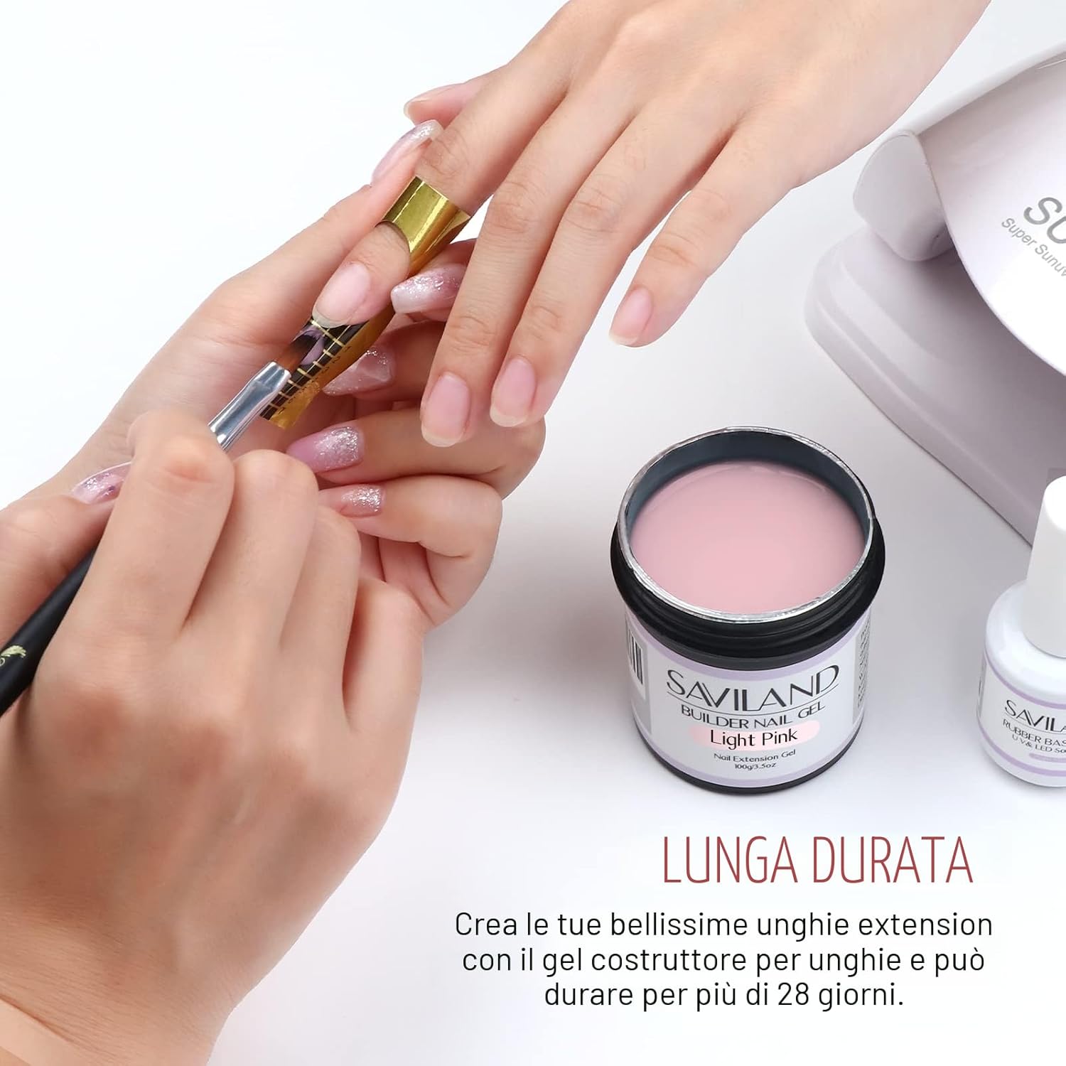 Detalle de Saviland Builder Gel Unghie Rosa Chiaro 100 g | Gel Ricostruzione per Estensione e Nail Art
