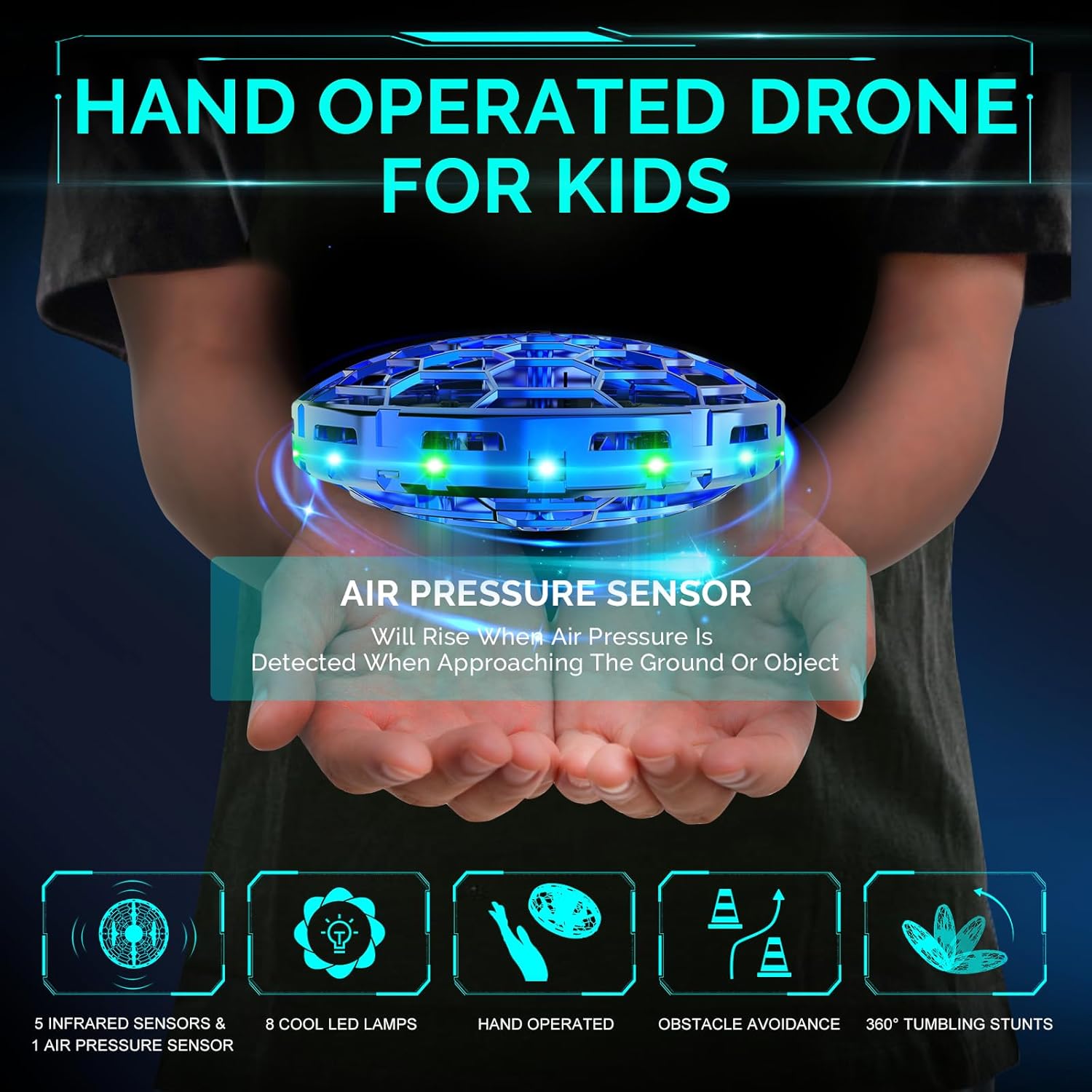 Thumbnail 2 de Flying Drone for Kids 360° hands‑free sensor drone