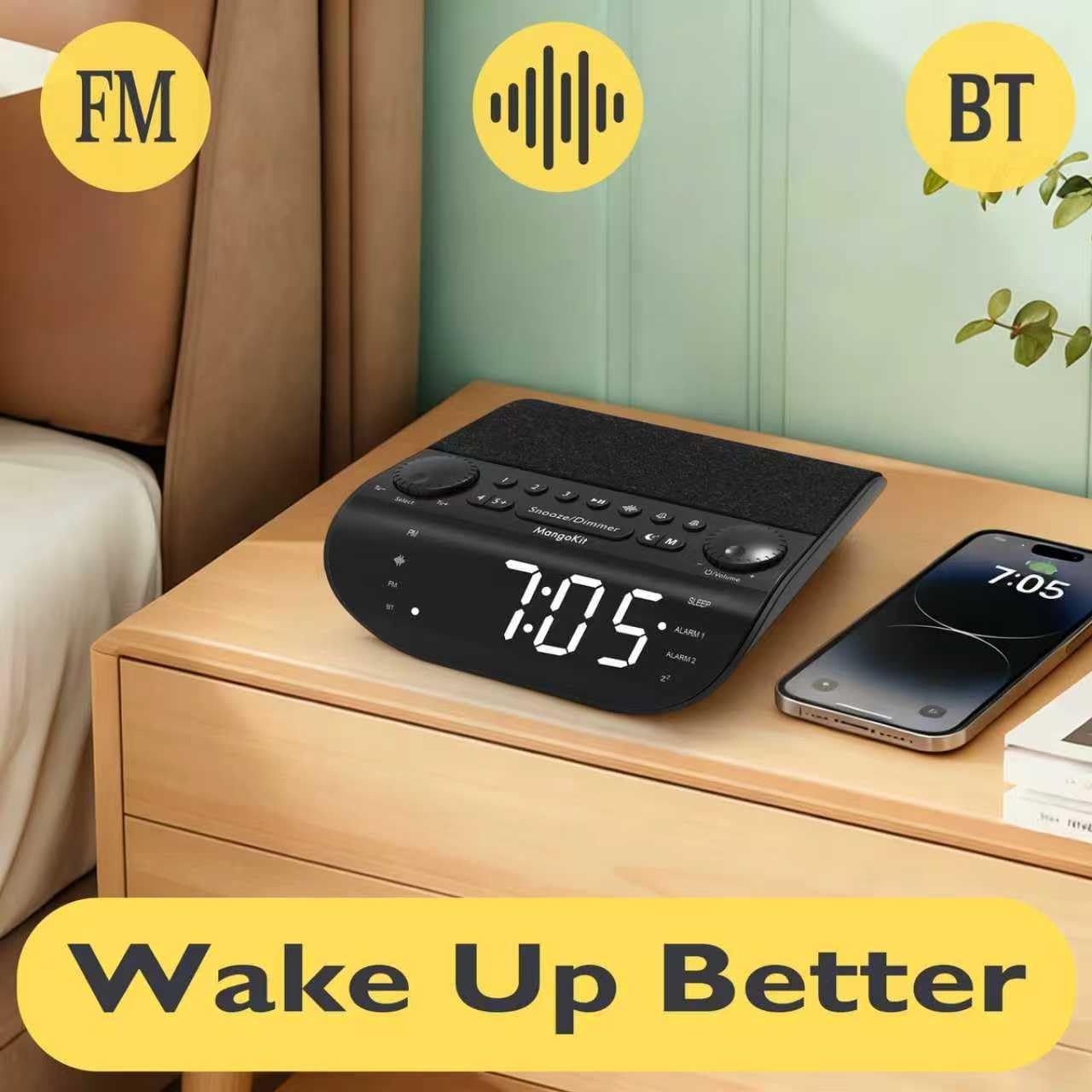 Detalle 2 de MangoKit UP-Max FM Alarm Clock 90dB