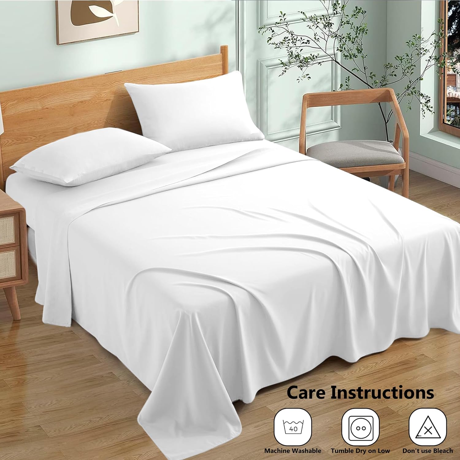 Detalle de My Home Store Flat Sheet Double Size – 230 x 255 cm, 100% Egyptian Cotton, Hotel Quality