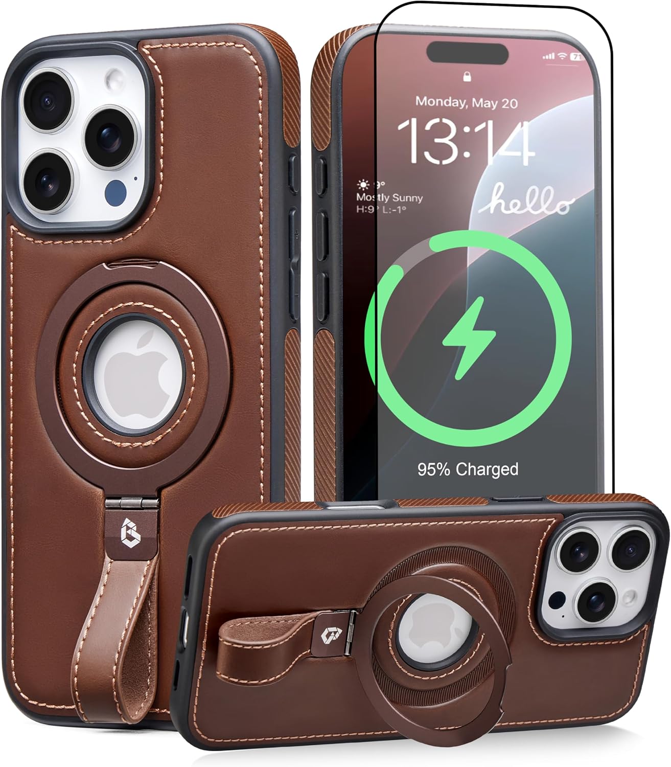 Thumbnail 6 de BUTAIGA iPhone 17 Pro Max leather case with stand 6.9"
