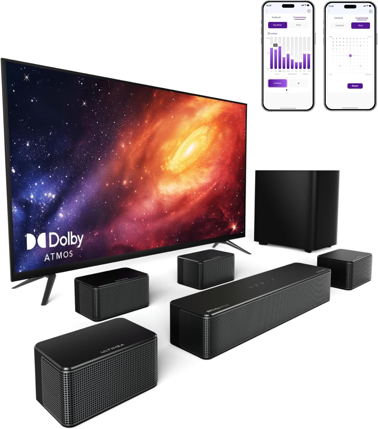 ULTIMEA 7.1Ch Soundbar with Dolby Atmos and 6.5" Wireless Subwoofer