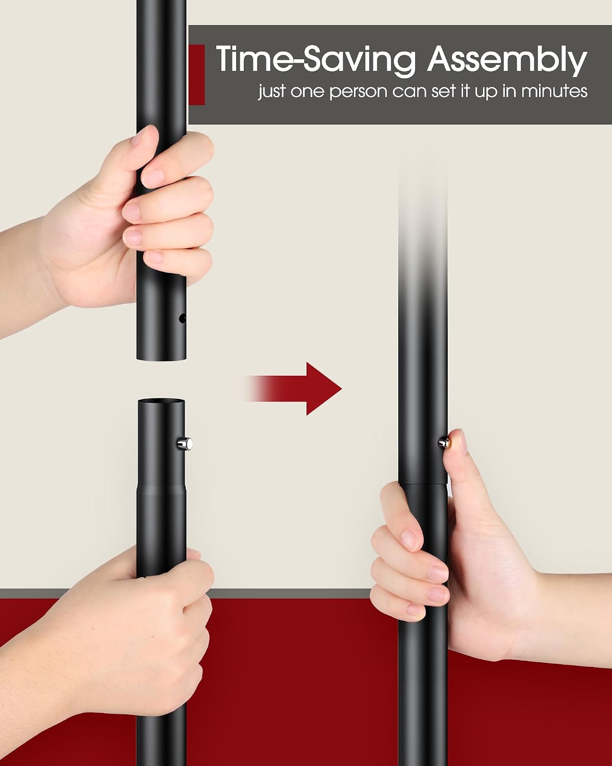 Thumbnail 5 de Sakugi Clothes Rail – Double-Rod Rustproof Clothes Rack with Anti-Slip Stoppers, Mesh Shelf and Wheels