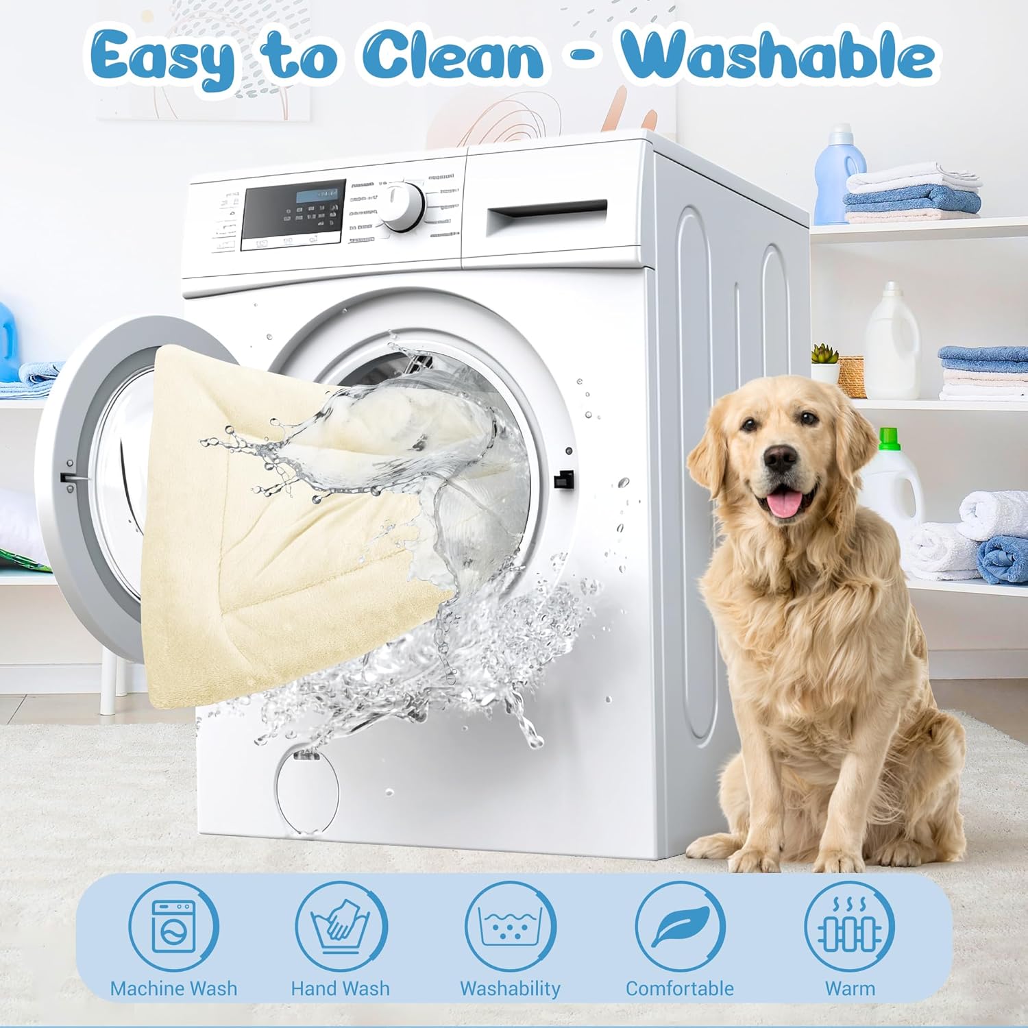 Thumbnail 3 de BaoDan Cuccia Cane Interno Taglia Grande 106x71 cm con base antiscivolo, beige