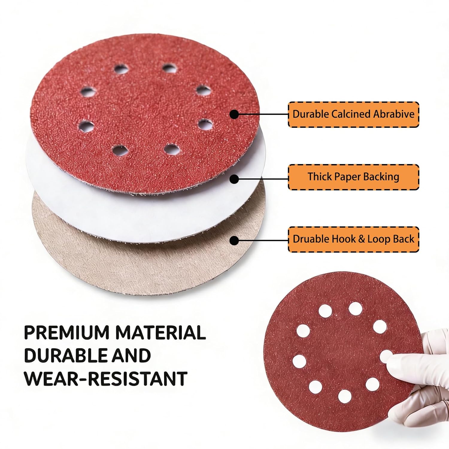 Detalle 2 de Toowood 125mm Sanding Discs 100pcs for orbital sander ðŸ›