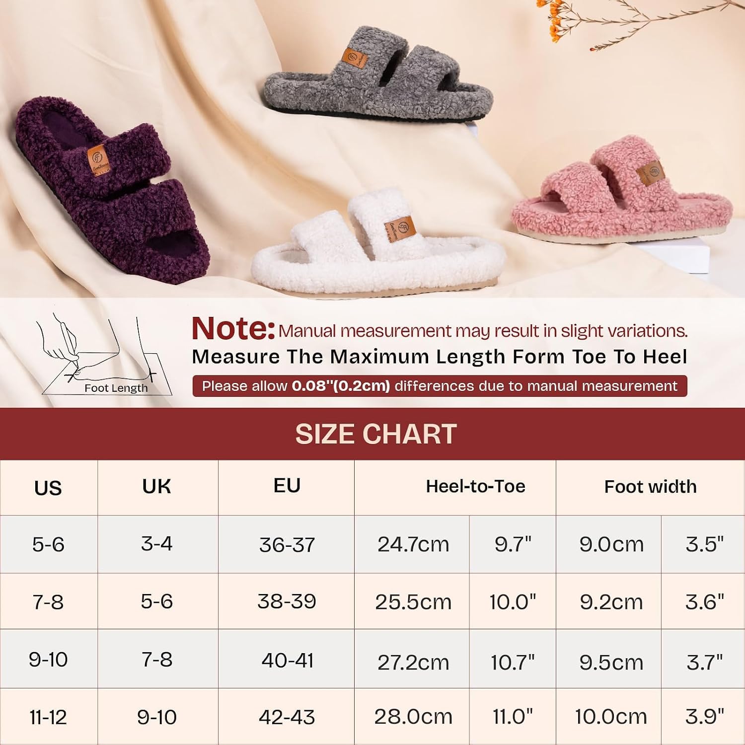 Thumbnail 6 de EverFoams Womens Fuzzy Open-toe Slippers with Memory Foam for Indoor Comfort