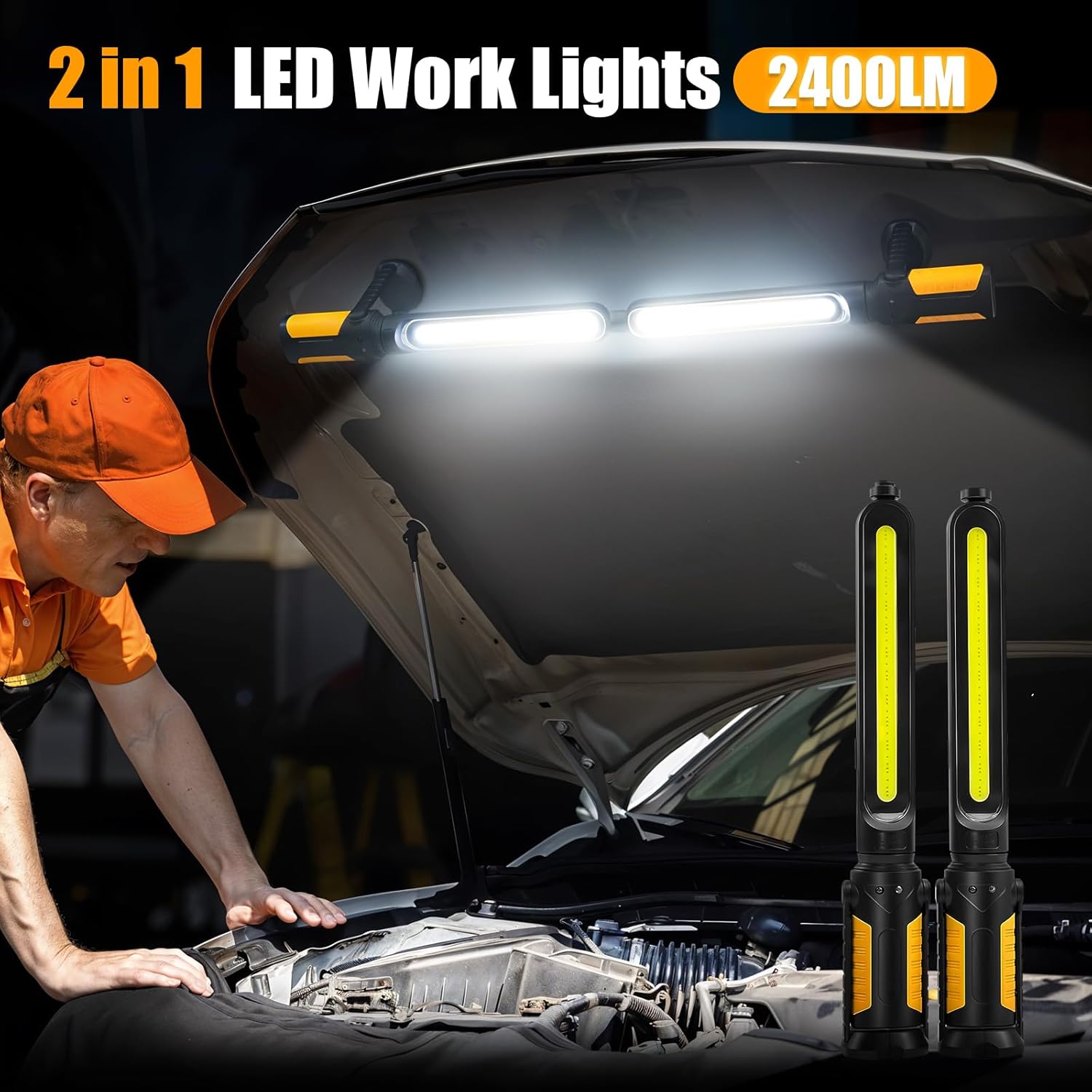 Thumbnail 1 de SYLSTAR Lampada da lavoro ricaricabile con sensore e base magnetica, doppia luce fino a 2400 lm