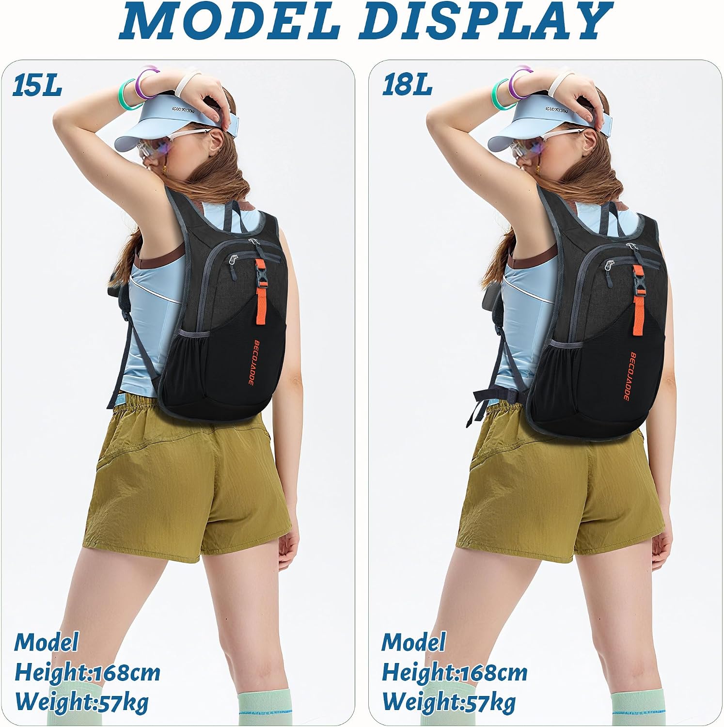 Thumbnail 4 de BECOJADDE 18L Foldable Hiking Backpack with Chest Belt and Anti-theft Pocket (Black)