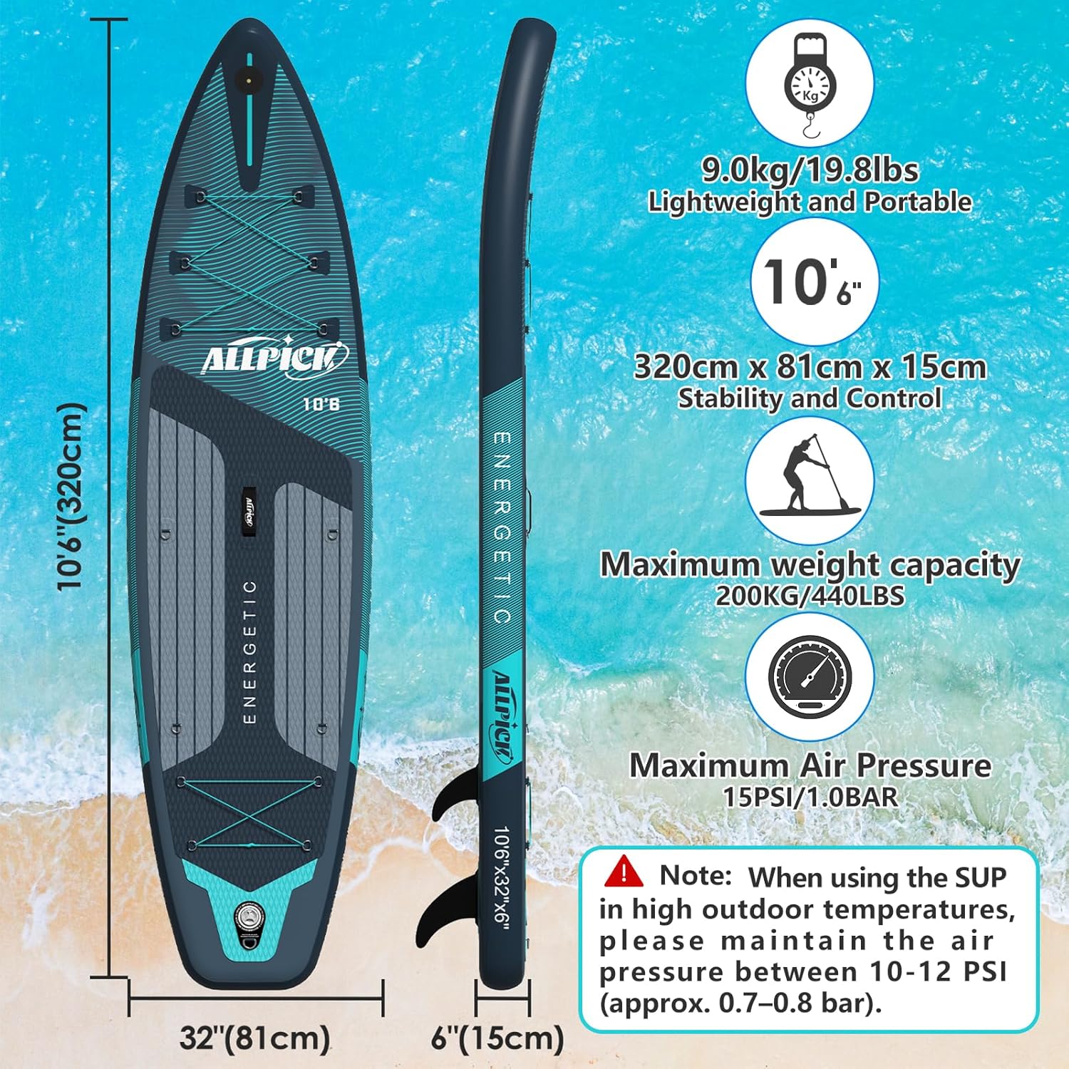 Thumbnail 2 de ALLPICK Premium SUP Board Set 200 kg 🏄